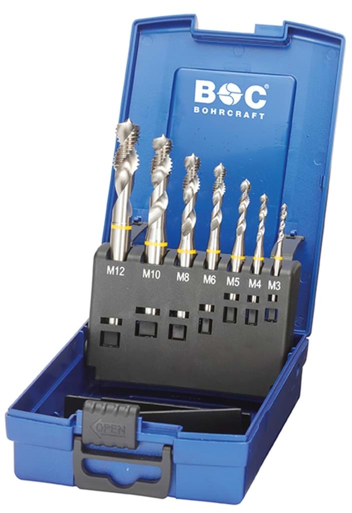 Bild von ALU Masch.-Gewindeb.DIN371/376 Gelbring in ABS-Box 7-tlg. M3 - M12 Form C/RSP45°