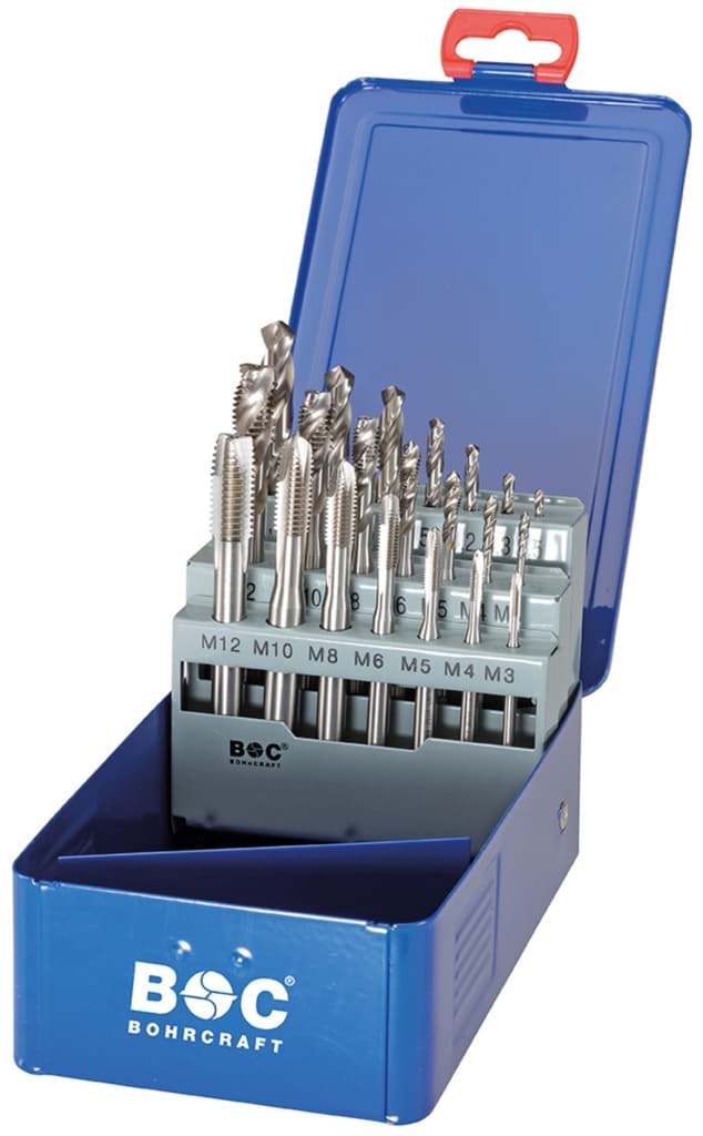 Bild von Masch.-Gewindeb. DIN 371/376 HSS-E in Metallkassette. 21-tlg.M3 - M12 Form B + Form C35°