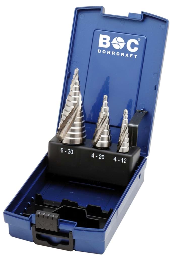 Bild von Spiralnut Stufenbohrer HSS in ABS-Box 3-tlg. Gr. 1 / 2A / 3A / STB3-KS