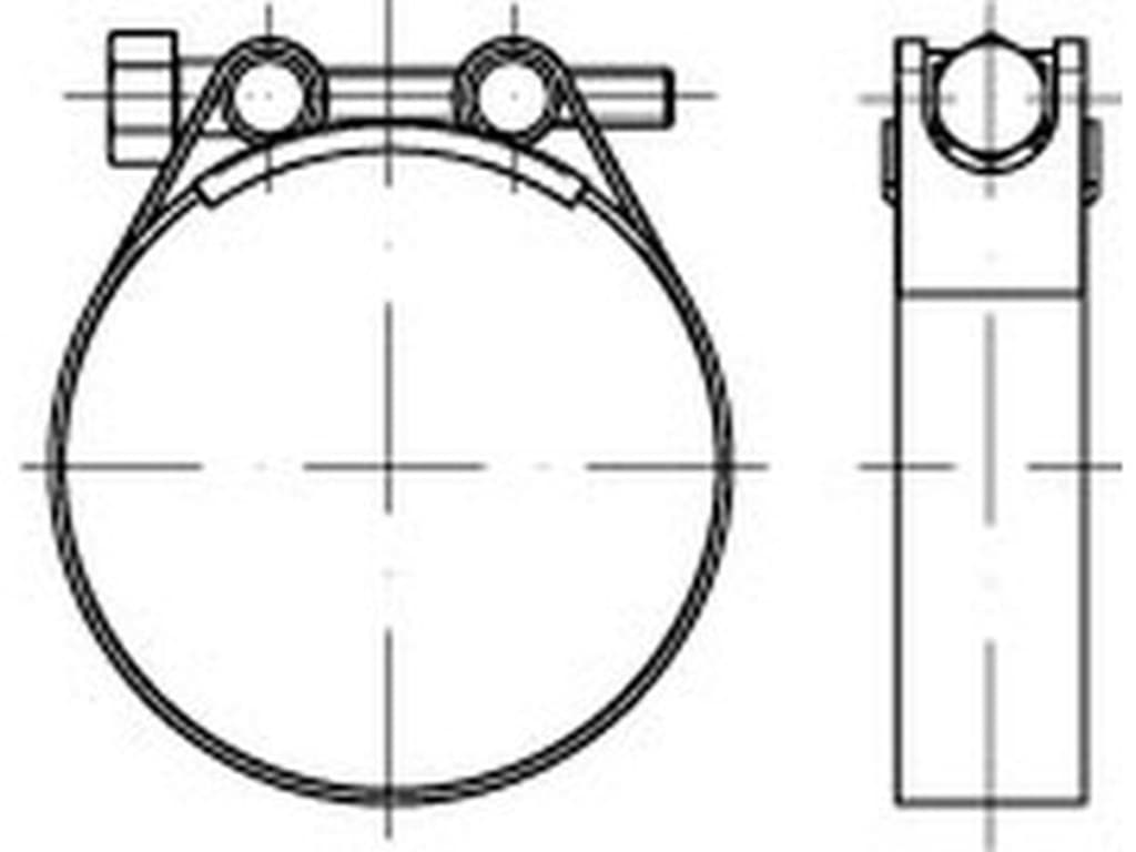 Bild von DIN 3017 - Schlauchschelle - Ferrite (F), Martensite © - Spannbereich: 150-162 / 30 mm - C (Rundbolzen) - Pkg. (10)