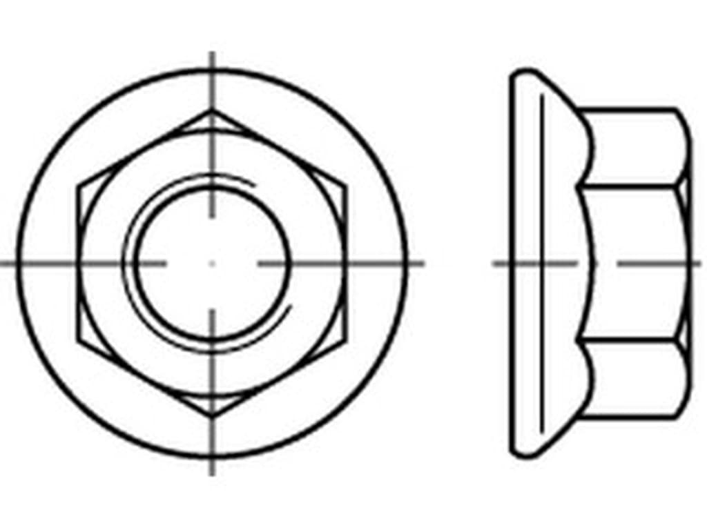 Bild von DIN 6923 8 M 4 (galv. verzinkt) Sechskantmuttern mit Flansch - Pkg. (1000)