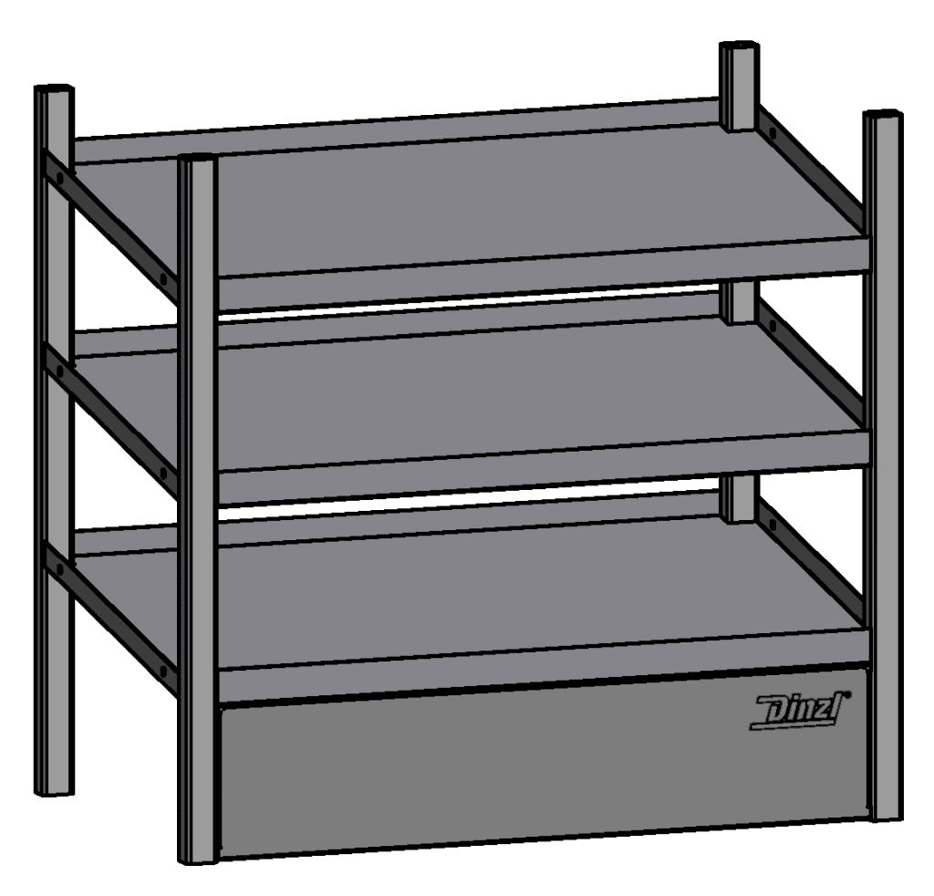 Bild von JURA-MODUL - Bodenmodul - Bodenmodul Schrägfachboden 3-fach mit Dinzl Prägung