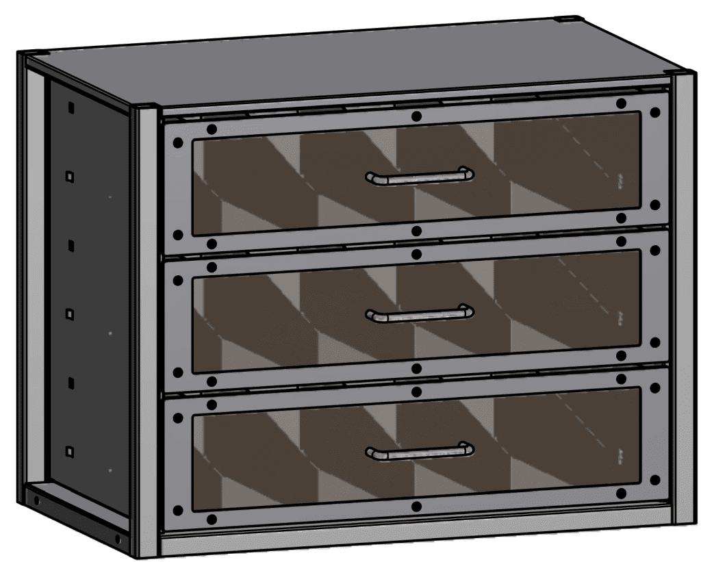 Bild von JURA-MODUL - Mittelteil - Plexiglas-Schubladenmodul 3-fach, variabel