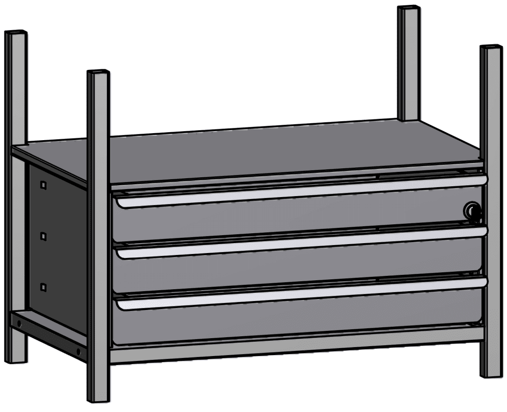 Bild von JURA-MODUL - Mittelteil - Schubladenmodul 3 fach abschließbar