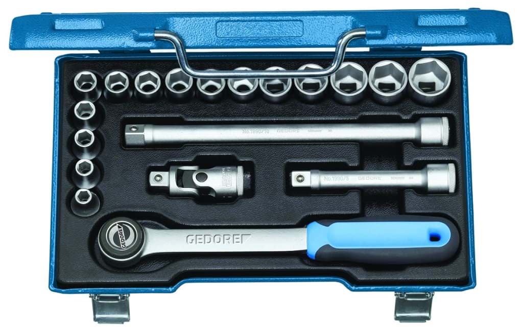Bild für Kategorie Gedore - Steckschlüssel-Satz 1/2'' 19-tlg 6-kant 8-24 mm - Ratschenkasten - Nusskasten (VPE=1 Stück)