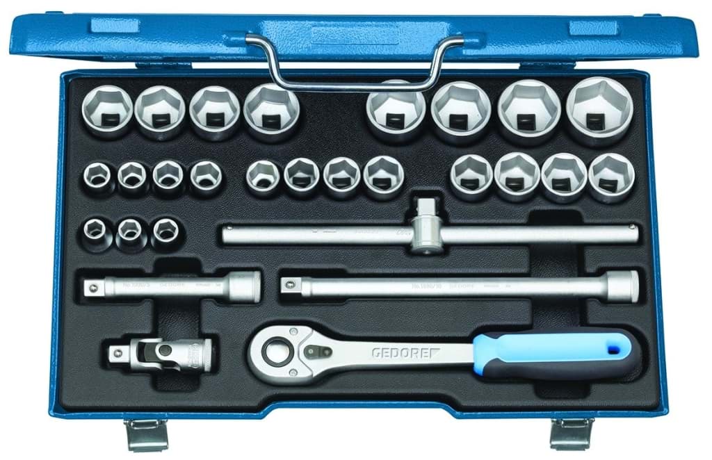 Bild für Kategorie Gedore - Steckschlüssel-Satz 1/2'' 28-tlg 6-kant 10-36 mm - Ratschenkasten - Nusskasten (VPE=1 Stück)