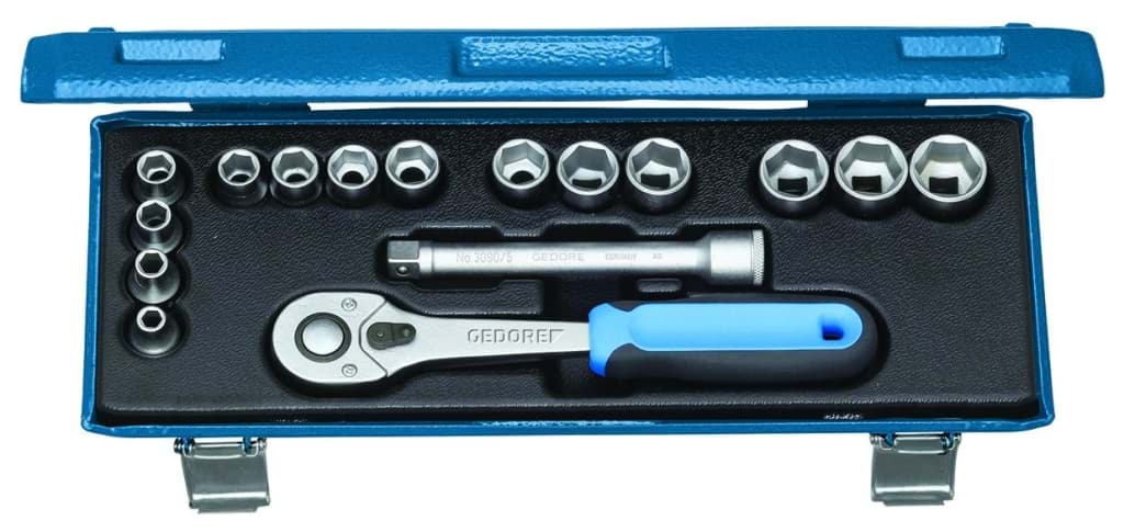 Bild von Gedore - Steckschlüssel-Satz 3/8'' 16-tlg 6-kant 6-19 mm - Ratschenkasten - Nusskasten