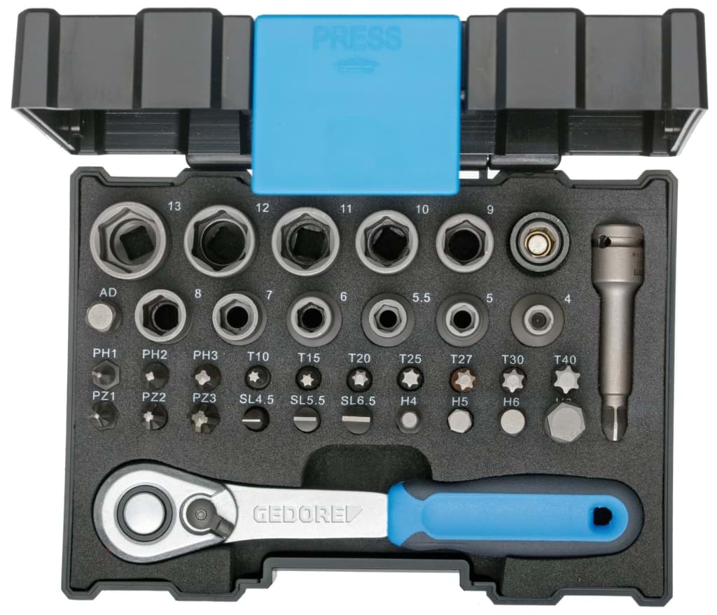 Bild von Gedore - Bit-Steckschlüsselbox mit Knarre 1/4'' 35tlg