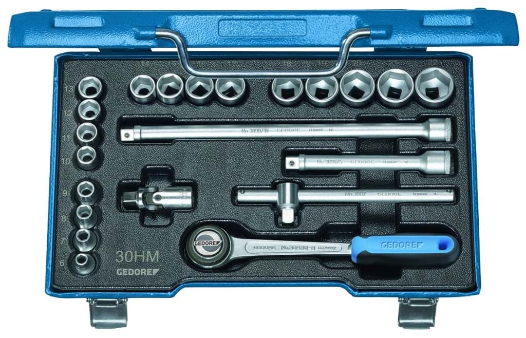 Bild für Kategorie Gedore - Steckschlüssel-Satz 3/8'' 22-tlg 6-kant 6-22 mm - Ratschenkasten - Nusskasten (VPE=1 Stück)