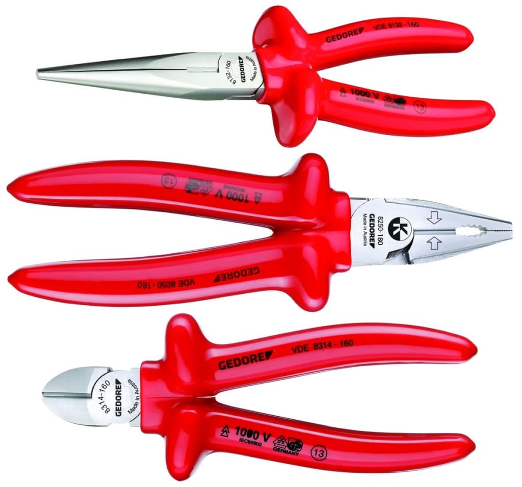Bild von Gedore - VDE-Zangen-Satz mit Tauchisolierung 3-teilig