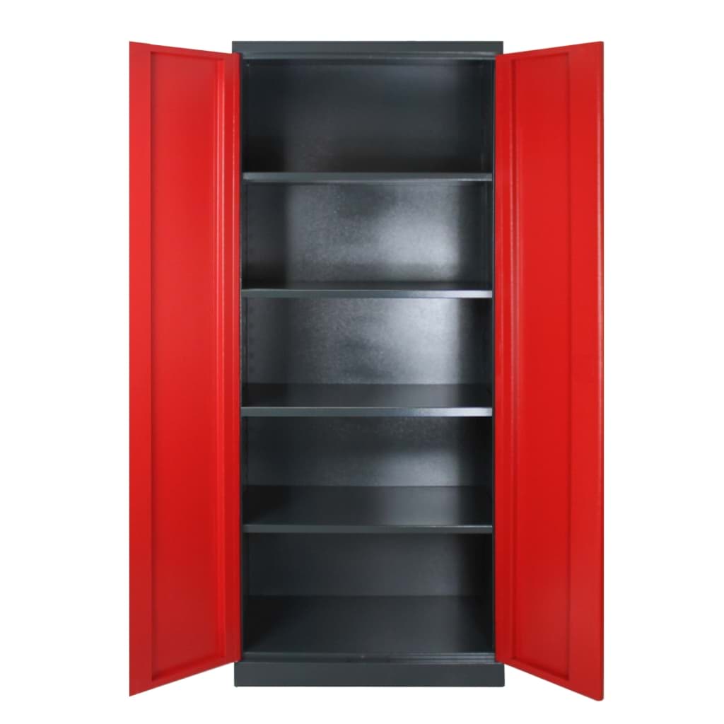 Bild von NUVAX Metallschrank abschließbar mit 4 Fachböden (schwarz-rot)