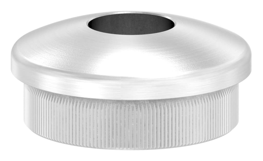 Bild von Rohrabschlussstopfen, für Rohr 33,7x2,0mm, mit Bohrung 12,1mm, leicht gewölbt, zum Einschlagen, mit Rändelung, V2A