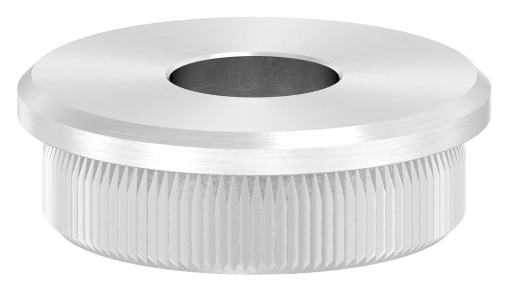 Bild von Rohrabschlussstopfen, für Rohr 33,7x2,0mm, mit Bohrung 12,1mm, flach, zum Einschlagen, mit Rändelung, V2A