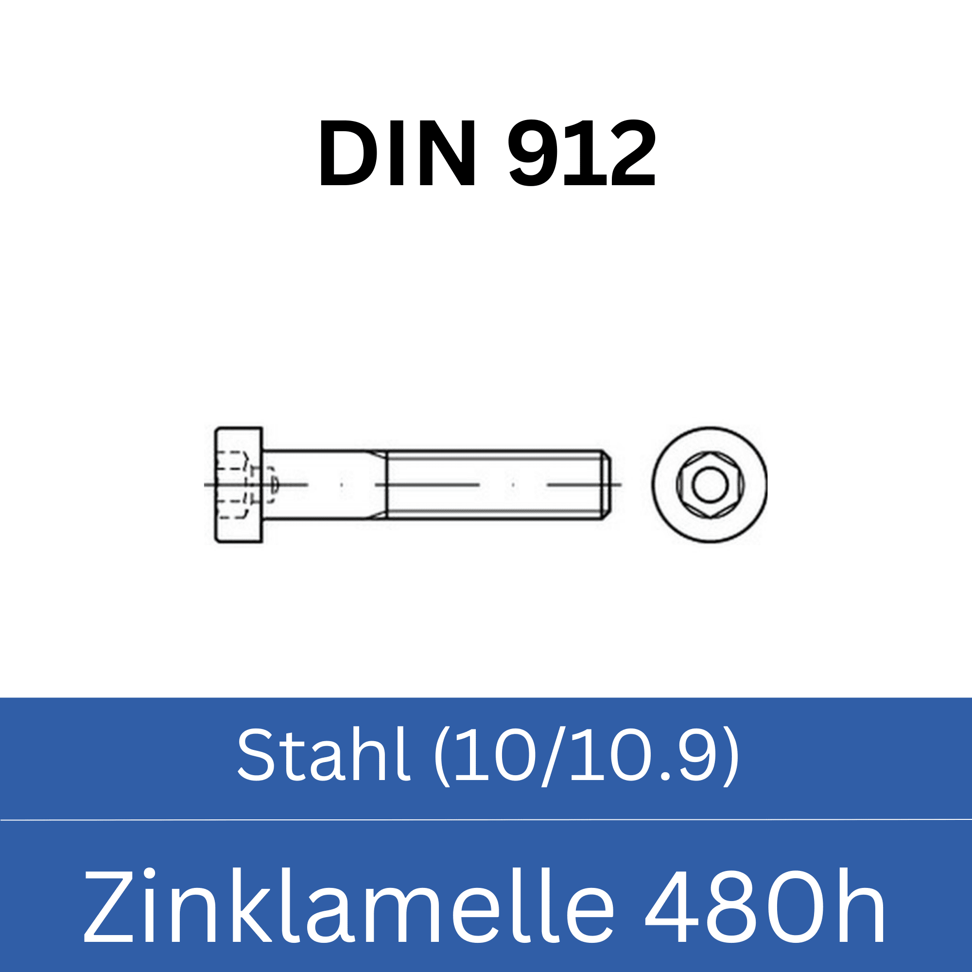 Bild von ➤ Kategorie: DIN 912 Stahl (10/10.9) Zinklamelle 480h