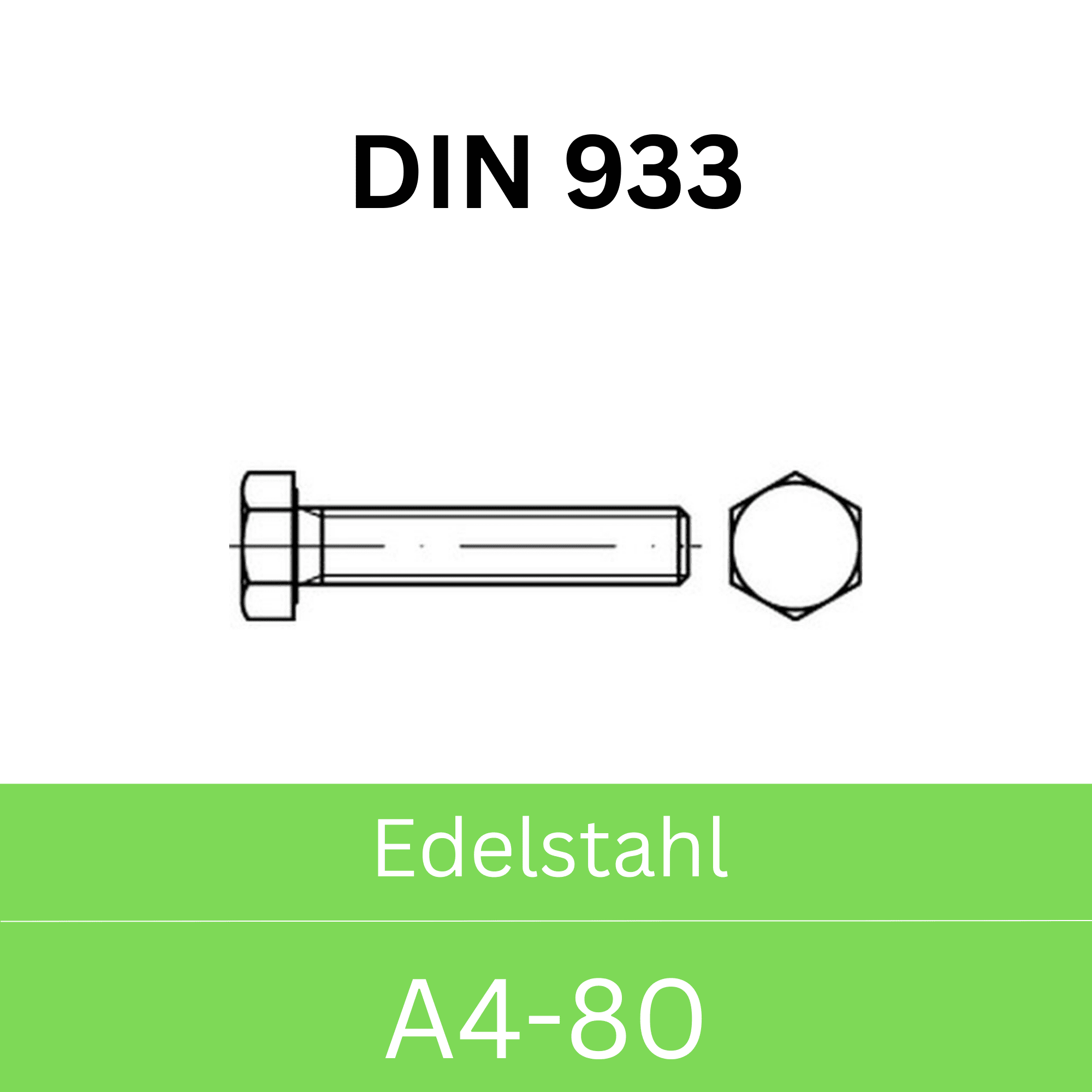 Bild für Kategorie ➤ Kategorie: DIN 933 Edelstahl (A4-80)