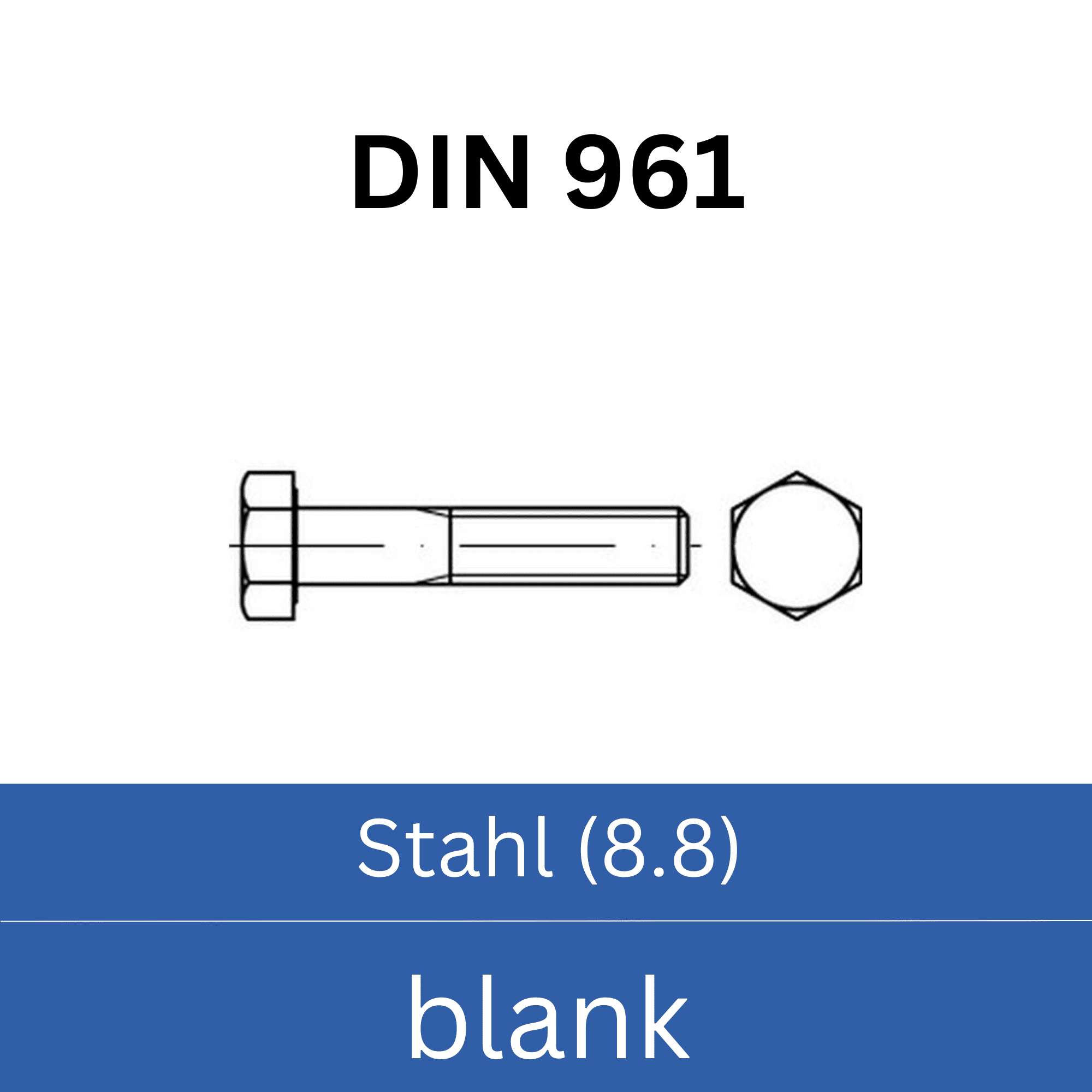 Bild für Kategorie ➤ Kategorie: DIN 961 Stahl (8.8) blank