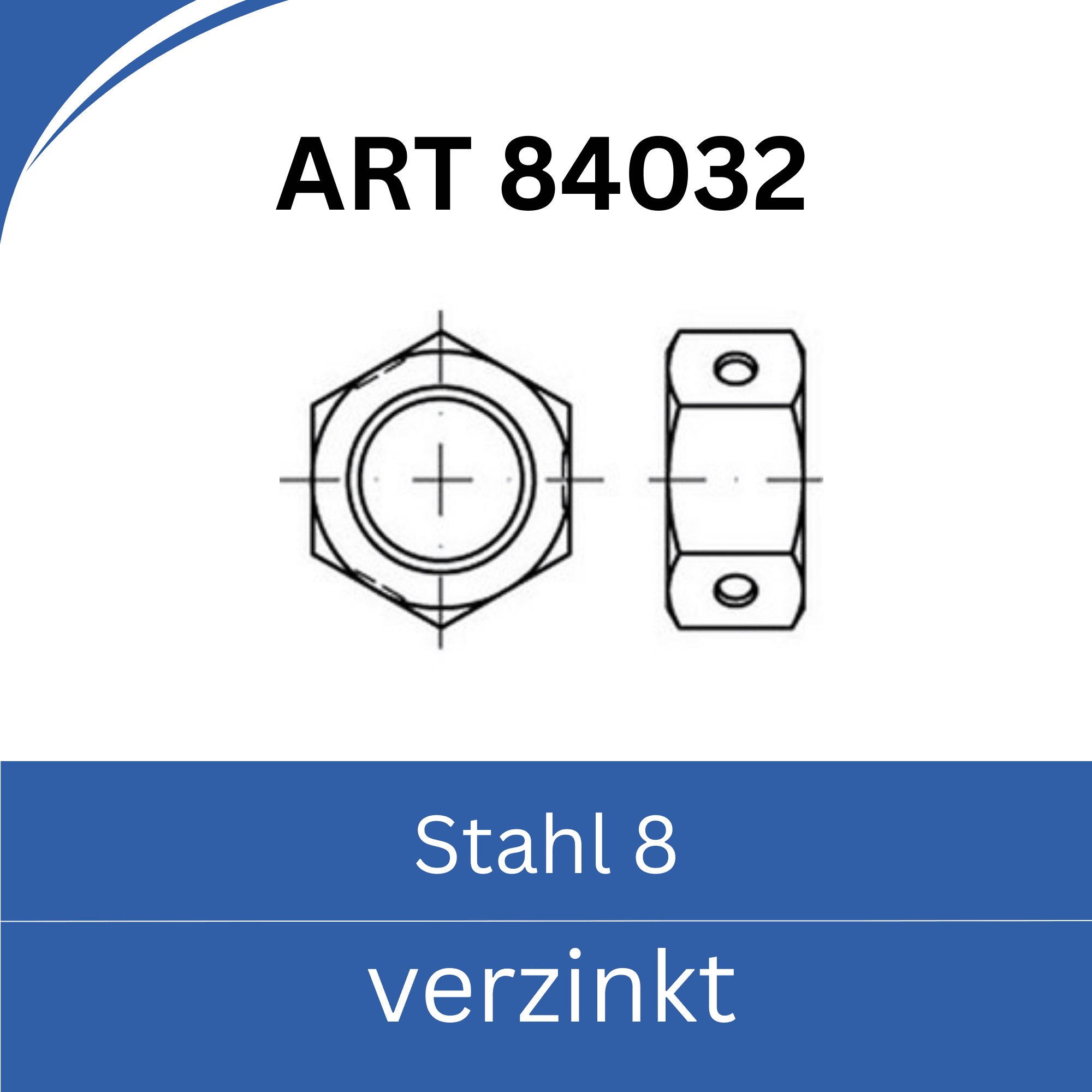 Bild für Kategorie ART 84032 ➤ Sechskantmutter mit Klemmteil - Biloc (Stahl 8. verzinkt)