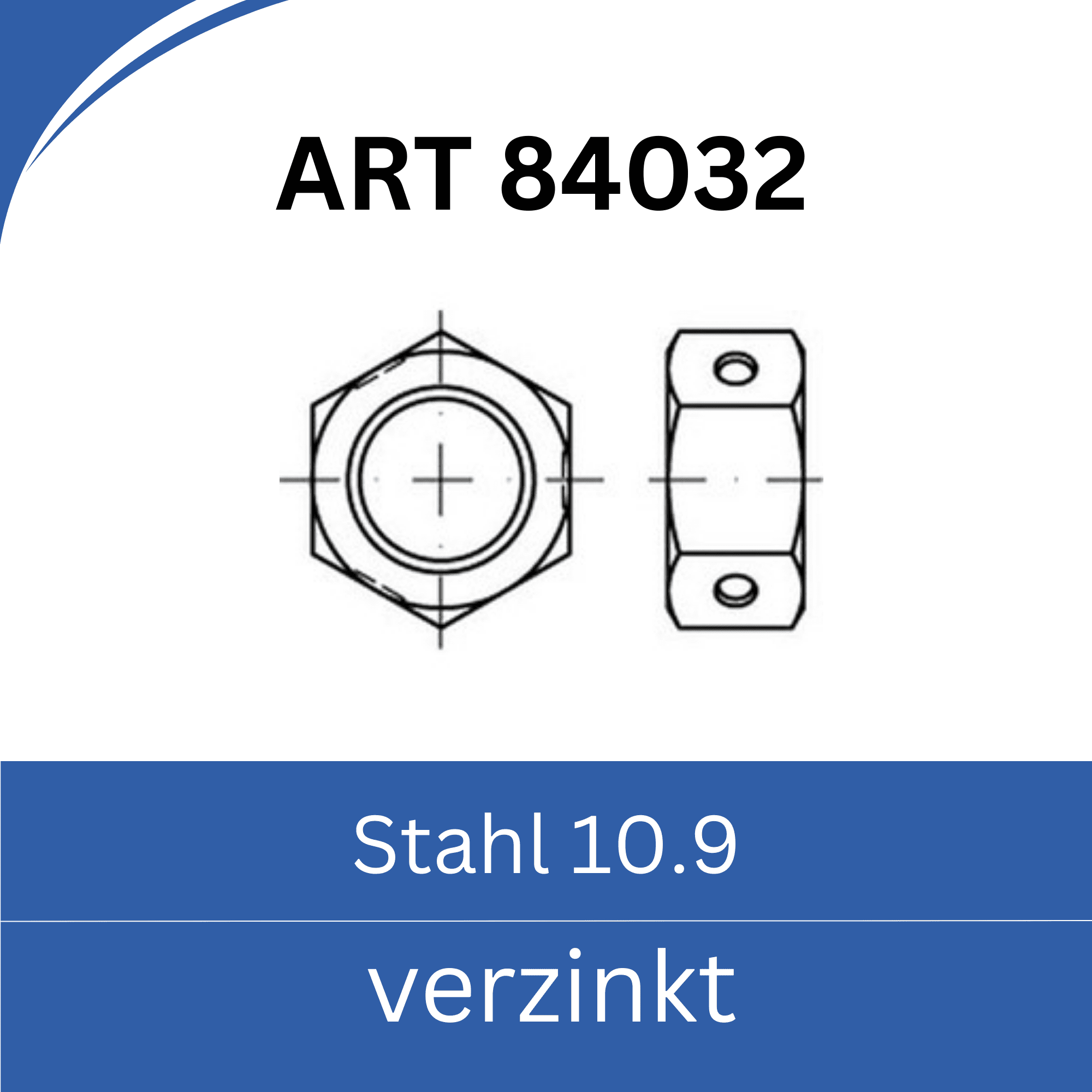 Bild für Kategorie ART 84032 ➤ Sechskantmutter mit Klemmteil - Biloc (Stahl 10.9 verzinkt)