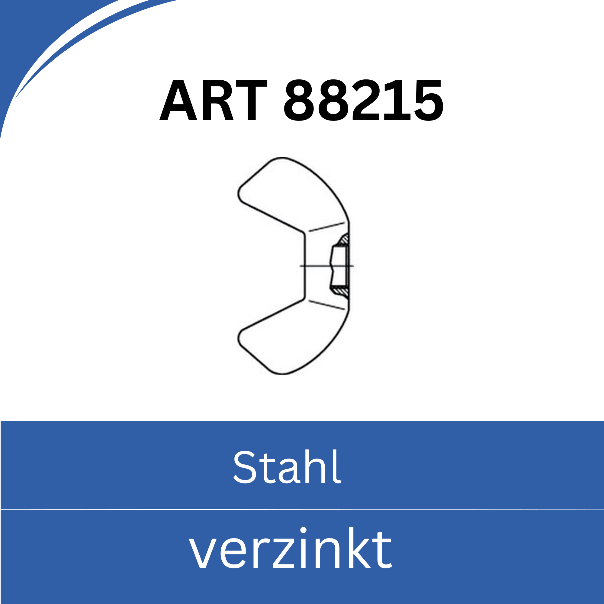 Bild für Kategorie ART 88215 ➤ Flügelmuttern - amerikanische Form (kleine Flügel) - Stahl verzinkt