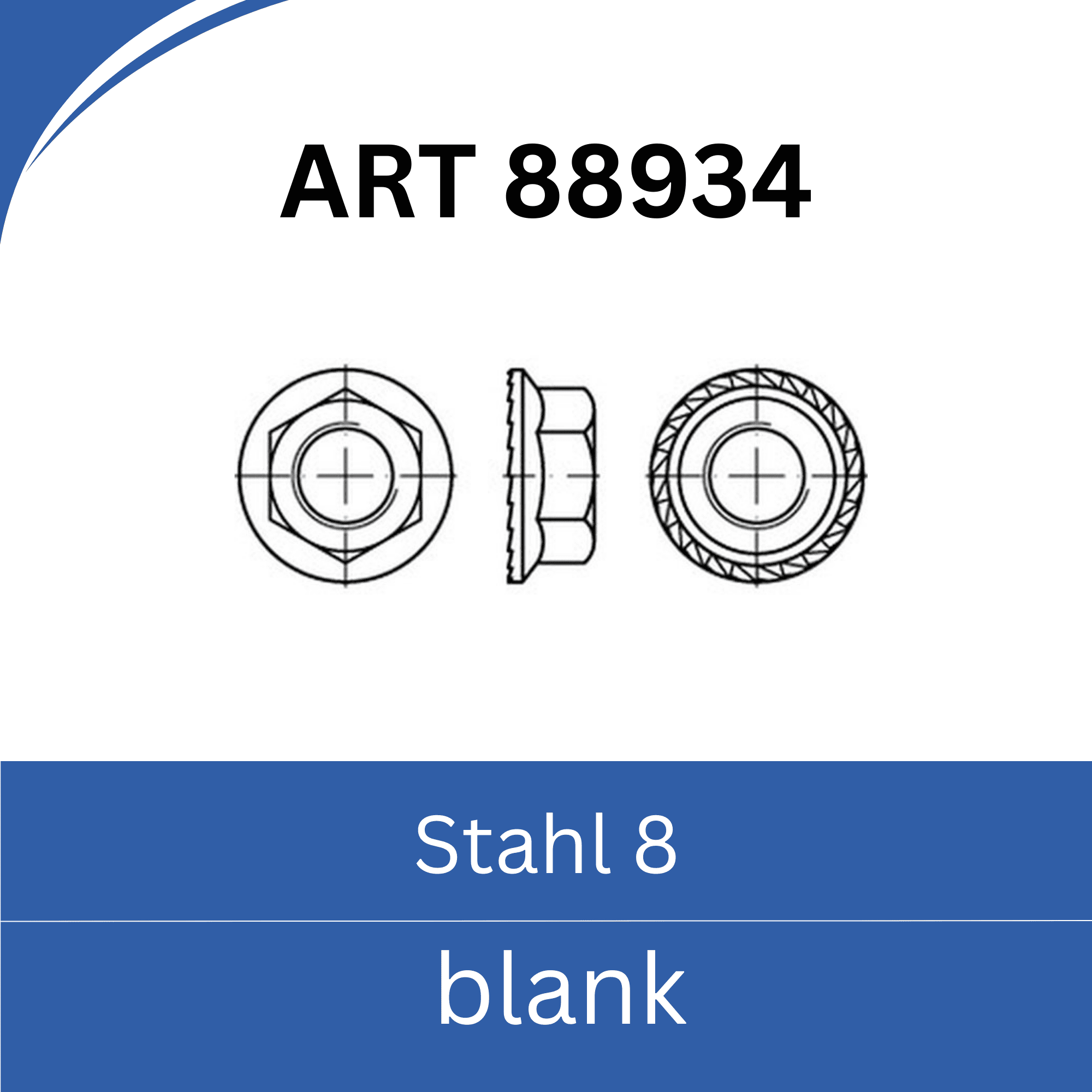 Bild für Kategorie ART 88934 ➤ Sperrzahn-Muttern (Stahl 8. blank)
