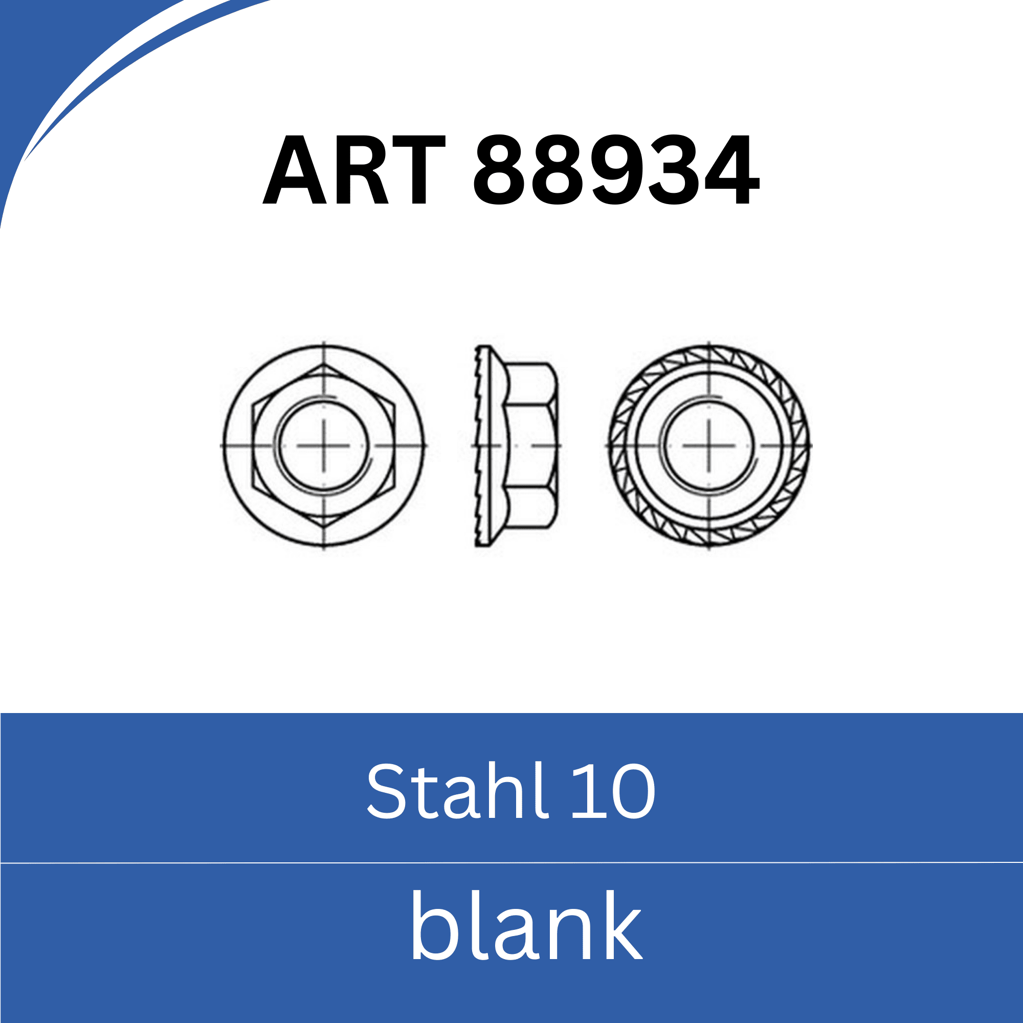 Bild für Kategorie ART 88934 ➤ Sperrzahn-Muttern (Stahl 10. blank)