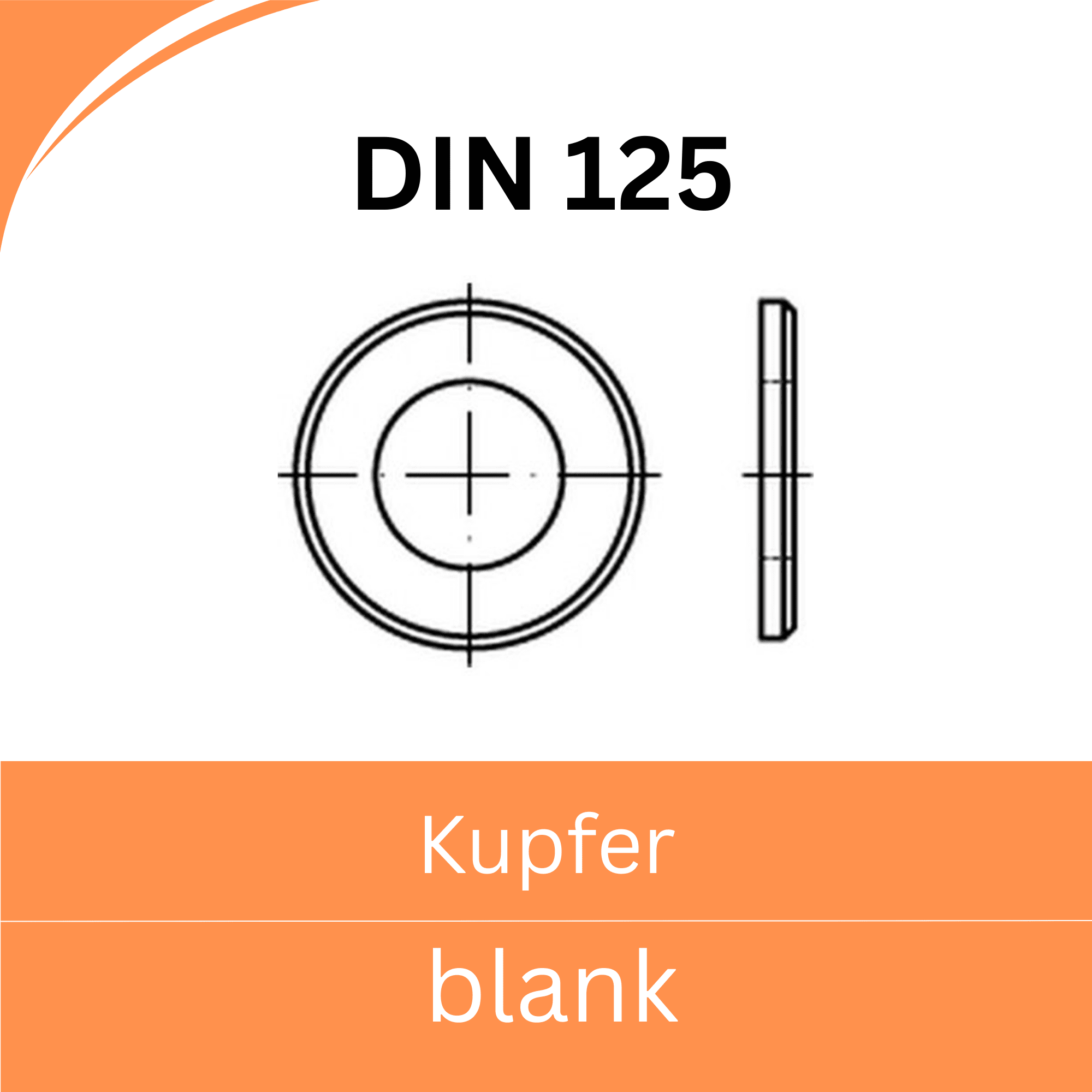Bild für Kategorie DIN 125 ➤ Unterlegscheiben Standard (Kupfer blank)