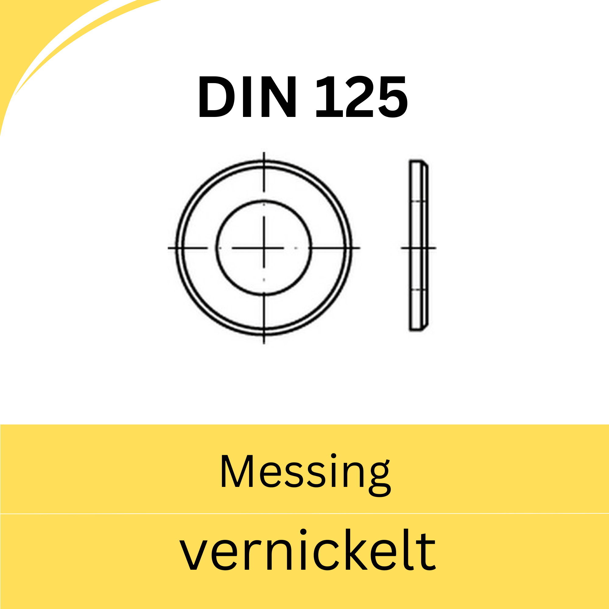 Bild für Kategorie DIN 125 ➤ Unterlegscheiben Standard (Messing vernickelt)