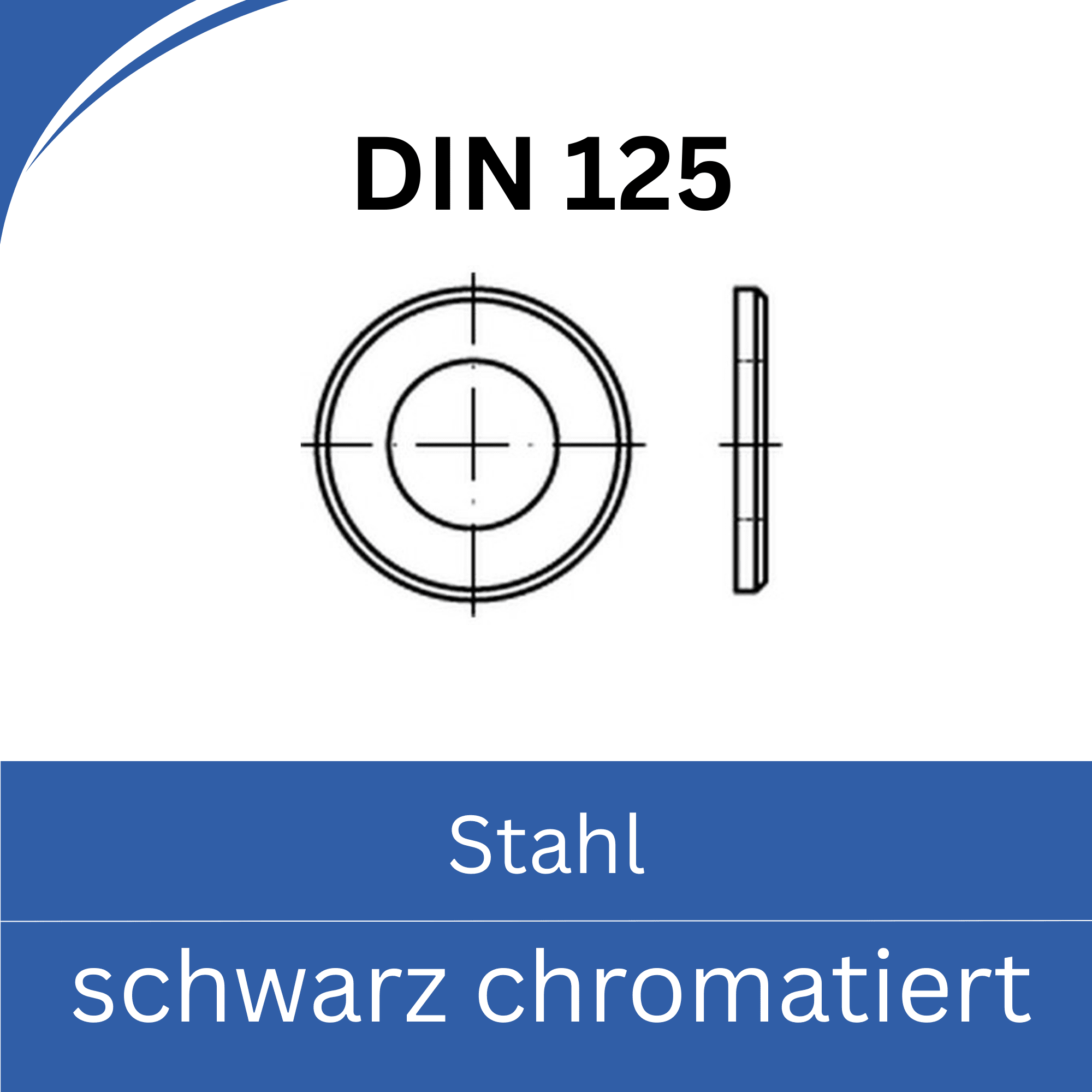 Bild für Kategorie DIN 125 ➤ Unterlegscheiben Standard (Stahl schwarz chomatiert)