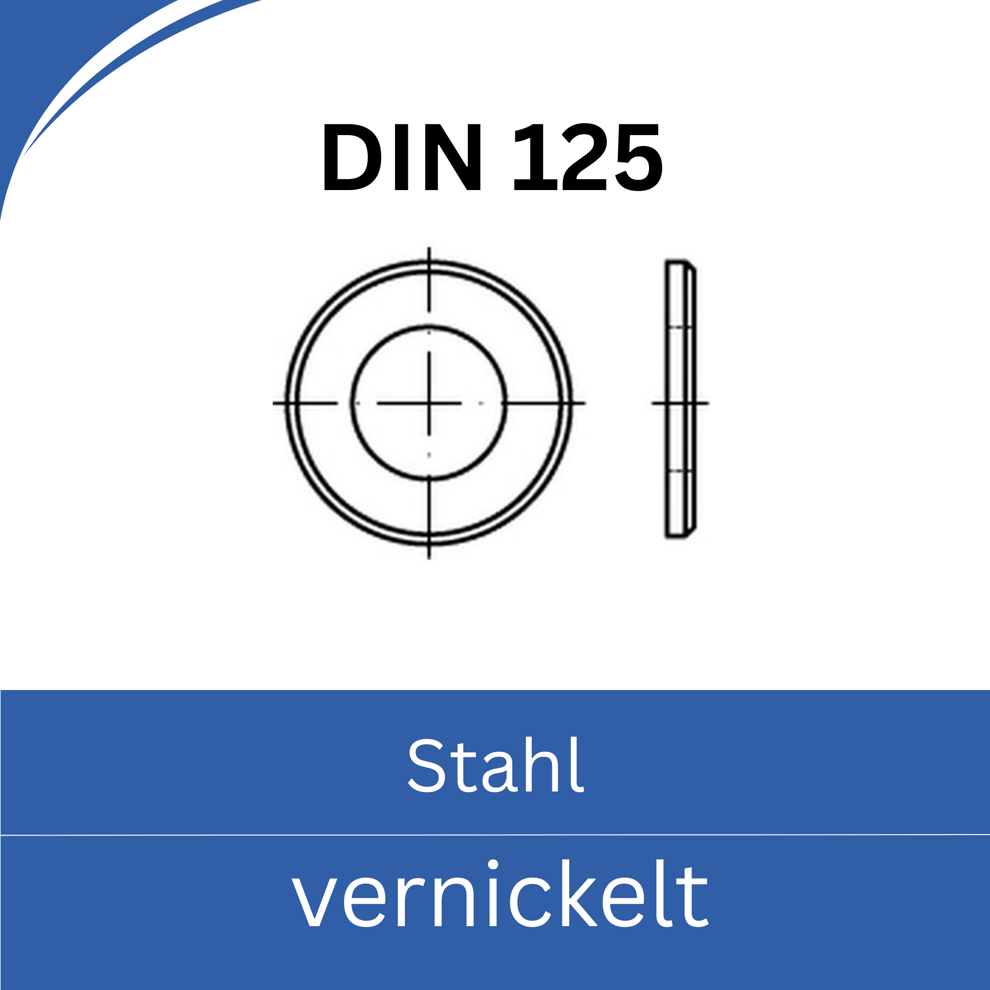 Bild für Kategorie DIN 125 ➤ Unterlegscheiben Standard (Stahl vernickelt)