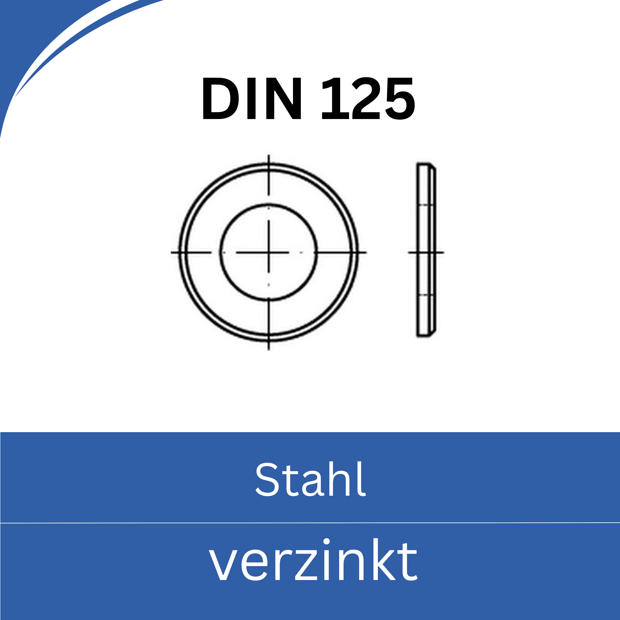 Bild für Kategorie DIN 125 ➤ Unterlegscheiben Standard (Stahl verzinkt)