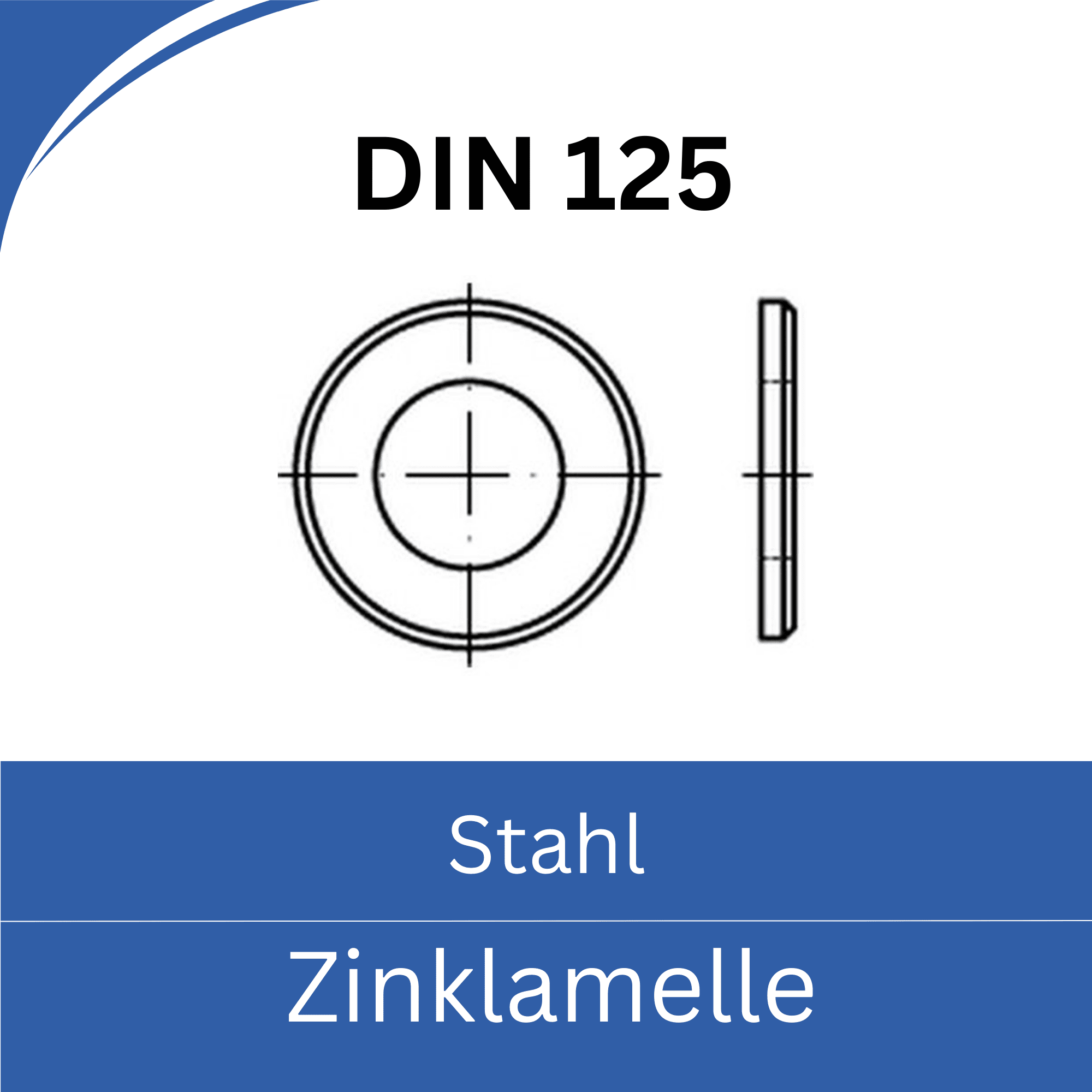 Bild für Kategorie DIN 125 ➤ Unterlegscheiben Standard (Stahl Zinklamelle)