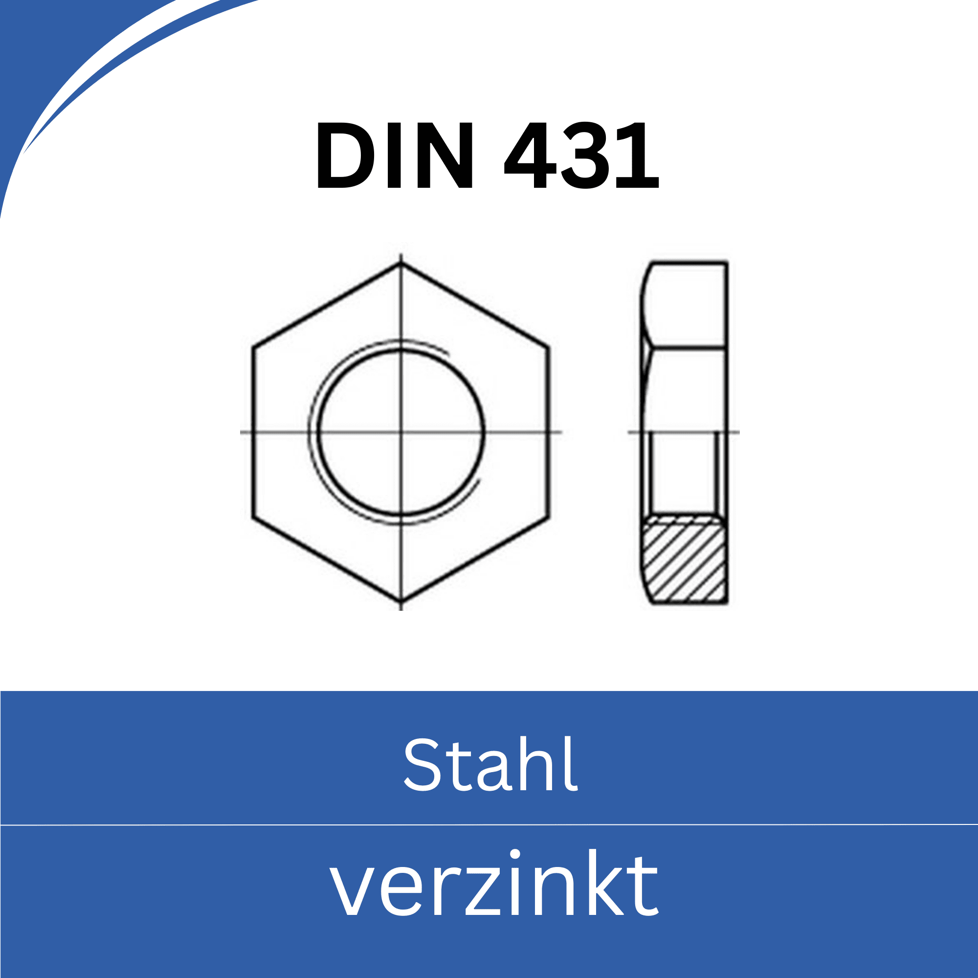Bild für Kategorie DIN 431 ➤ Sechskant - Rohrmuttern (Stahl verzinkt)