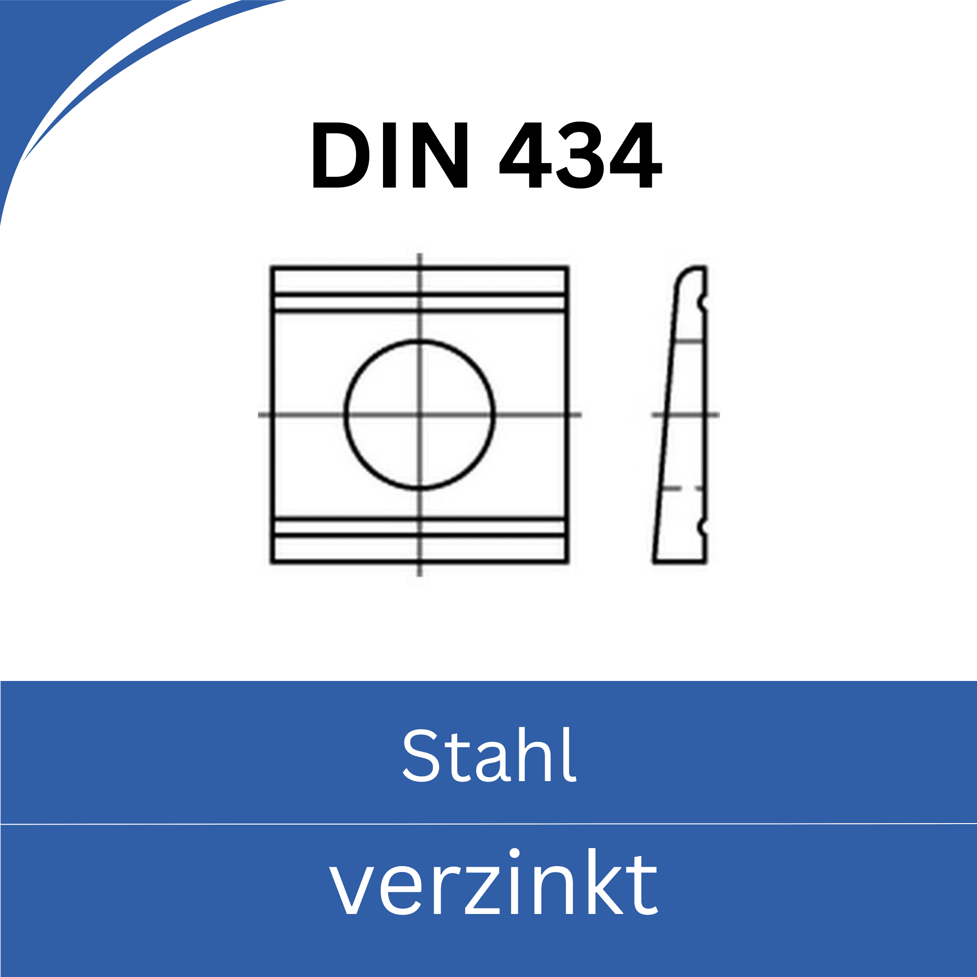 Bild für Kategorie DIN 434 ➤ Keilscheiben für U-Träger - 8% Neigung (Stahl verzinkt)