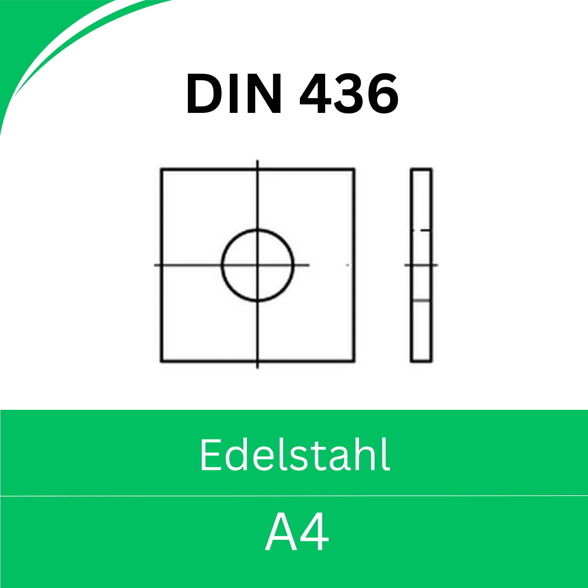 Bild für Kategorie DIN 436 ➤ 4-kant Unterlegscheiben (Edelstahl A4)