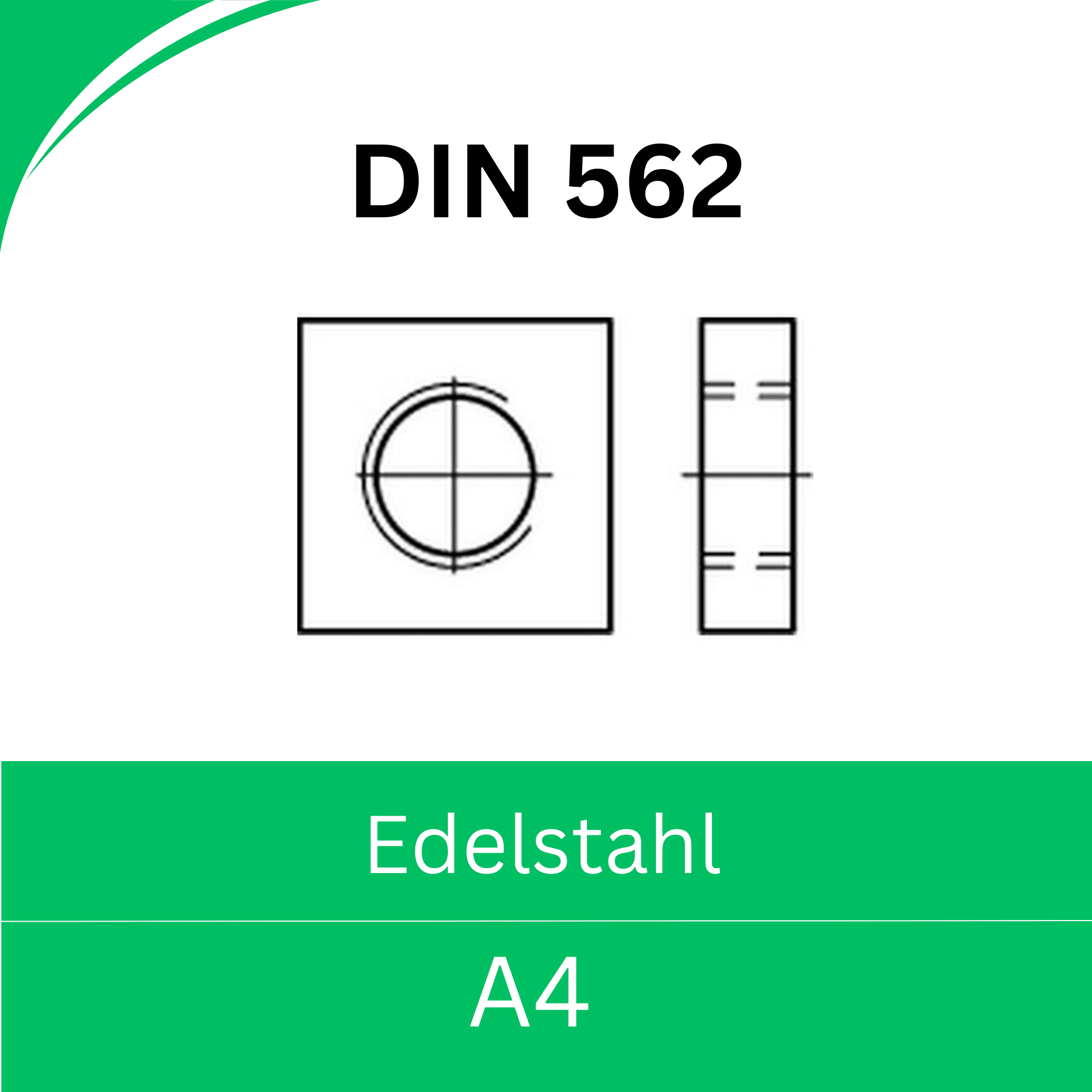 Bild für Kategorie DIN 562 ➤ 4-kant Muttern niedrige Form (Edelstahl A4)