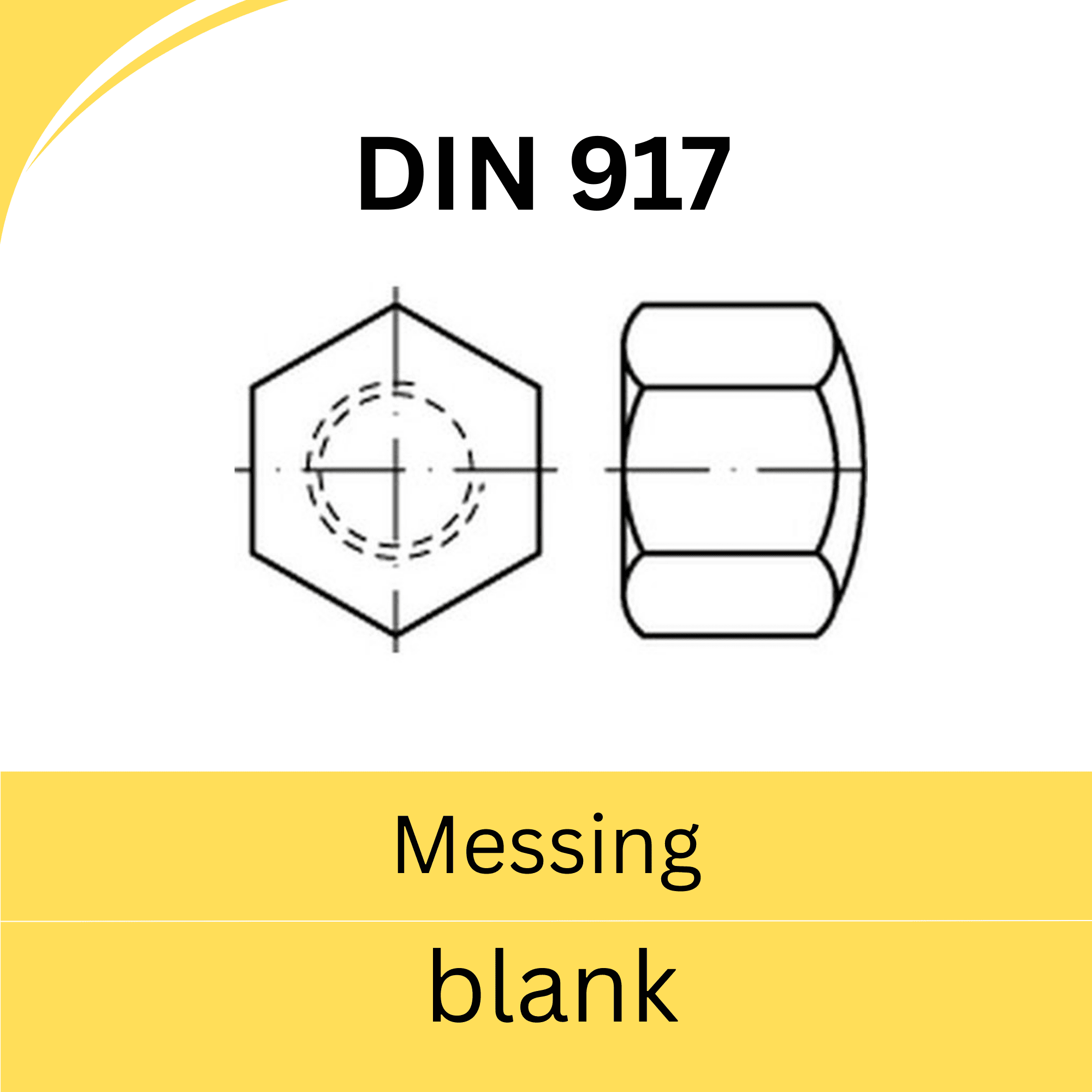 Bild für Kategorie DIN 917 ➤ Hutmuttern niedrige Form (Messing blank)