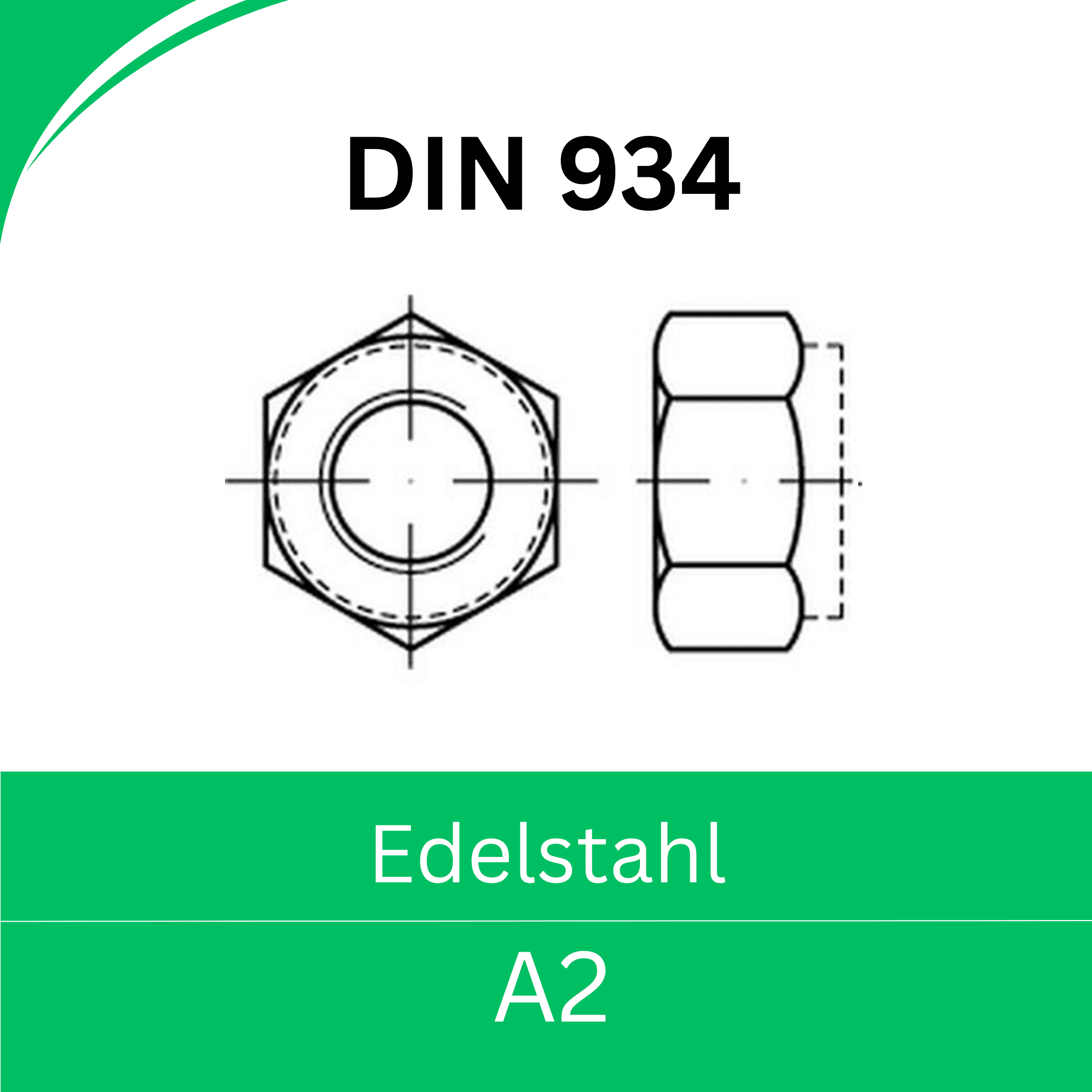Bild für Kategorie DIN 934 Muttern ➤ Linksgewinde (Edelstahl A2)
