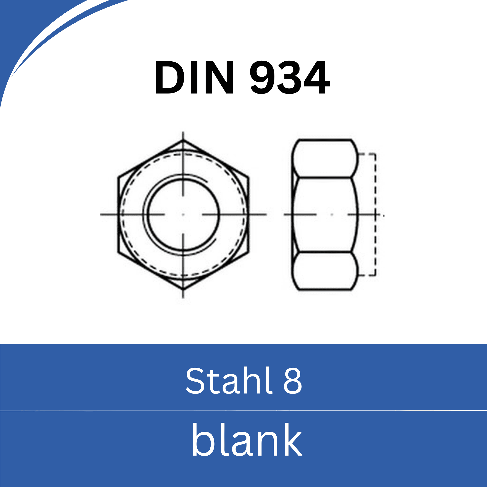 Bild für Kategorie DIN 934 Muttern ➤ Linksgewinde (Stahl 8. blank)