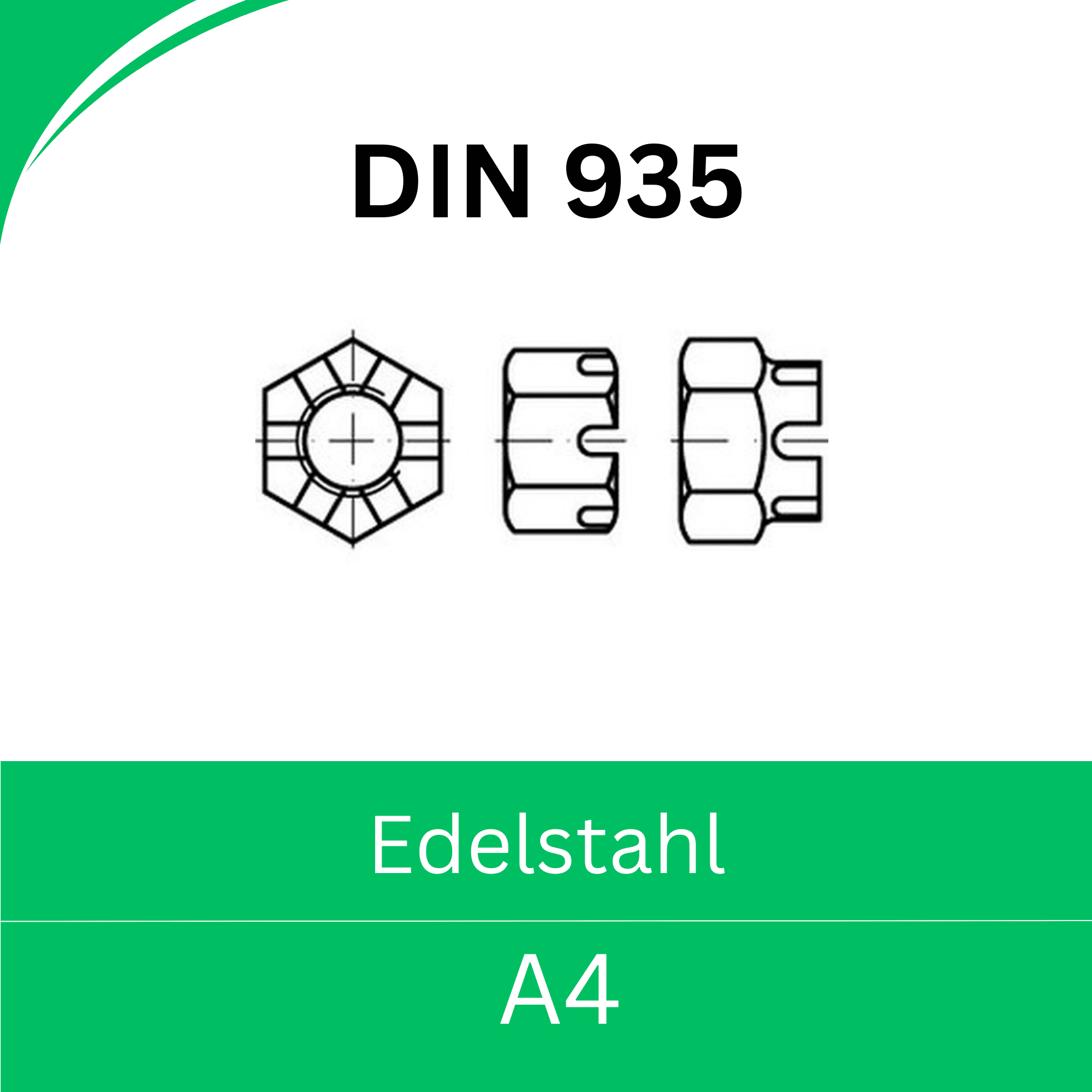 Bild für Kategorie DIN 935 ➤ Kronenmuttern (Edelstahl A4)