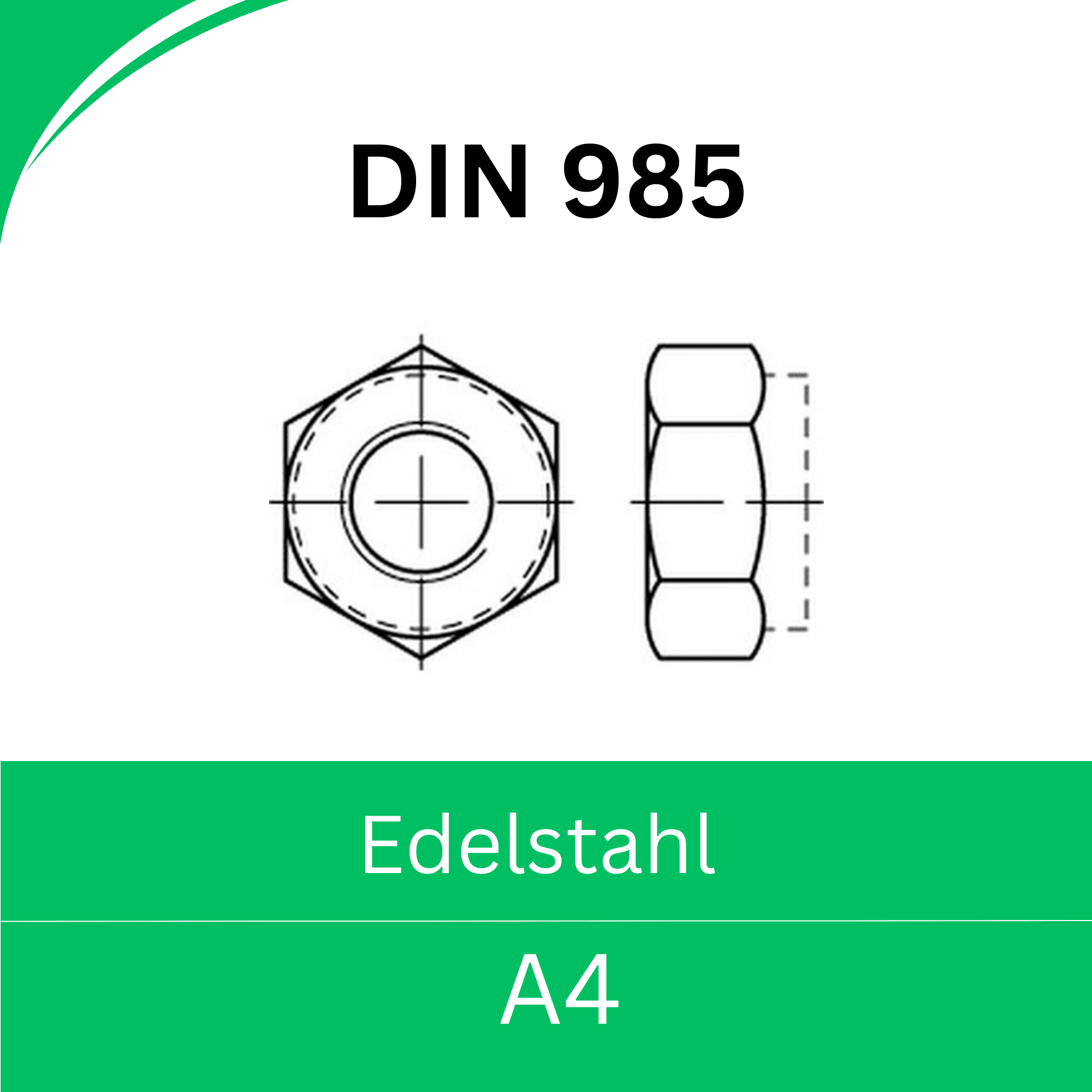 Bild für Kategorie DIN 985 ➤ Sicherungsmutter Kunststoffring (Edelstahl A4)