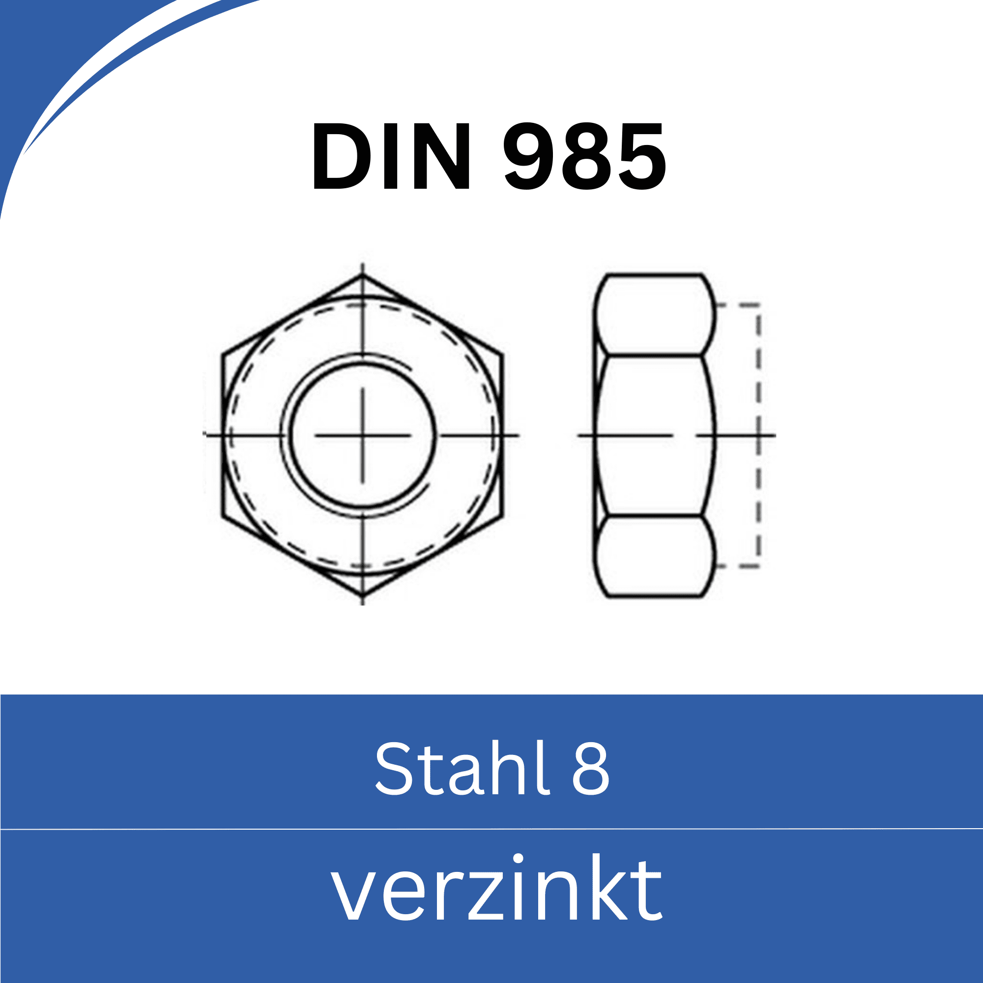Bild für Kategorie DIN 985 ➤ Sicherungsmutter Kunststoffring Feingewinde (Stahl 8. verzinkt)