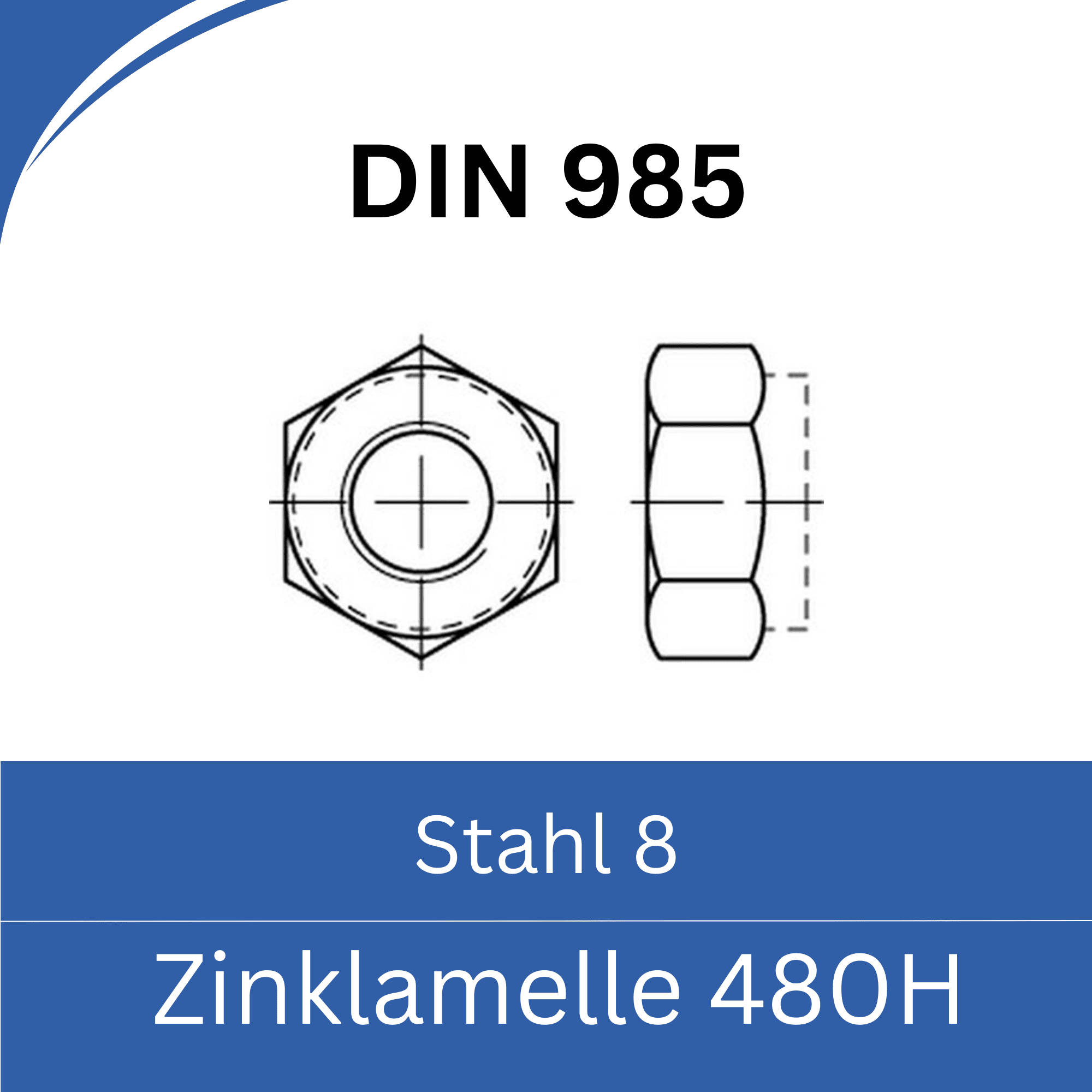 Bild für Kategorie DIN 985 ➤ Sicherungsmutter Kunststoffring (Stahl 8. Zinklamelle 480h)