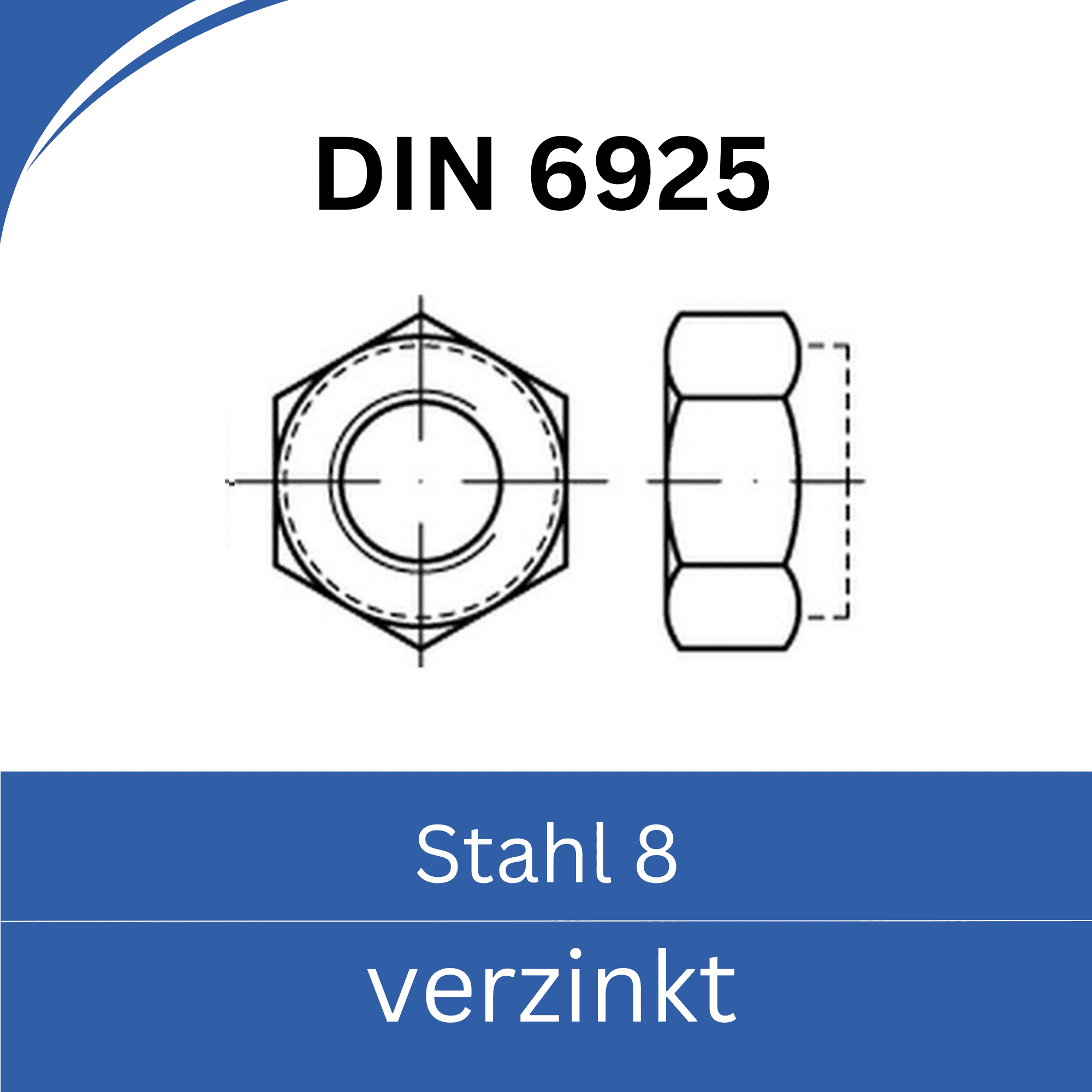 Bild für Kategorie DIN 6925 ➤ Sicherungsmutter Ganzmetall Feingewinde (Stahl 8. verzinkt)