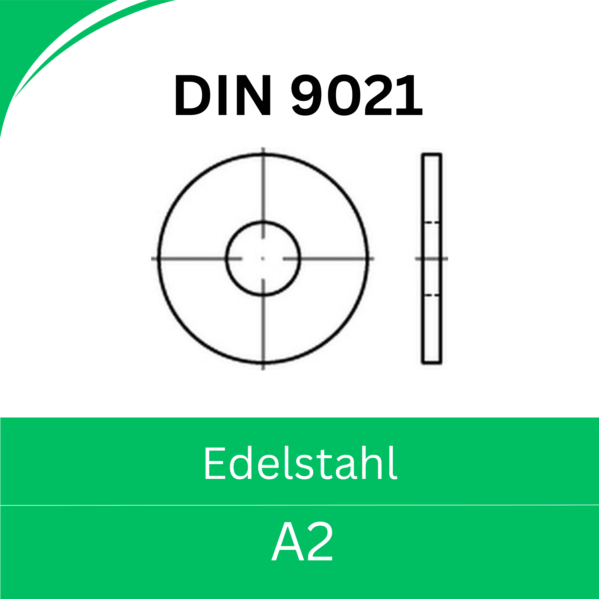 Bild für Kategorie DIN 9021 ➤ Unterlegscheiben großer Außendurchmesser 3d (Edelstahl A2)