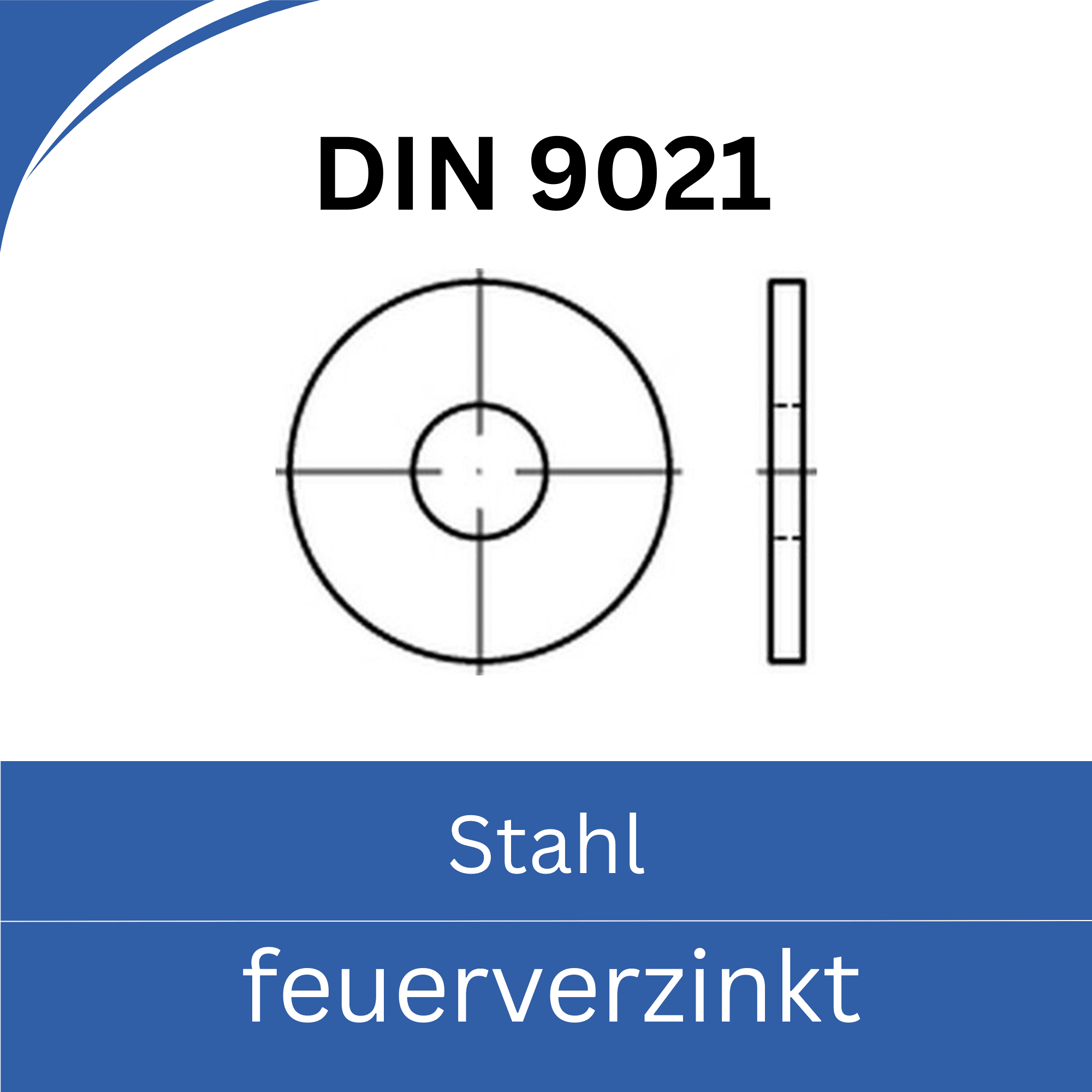 Bild für Kategorie DIN 9021 ➤ Unterlegscheiben großer Außendurchmesser 3d (Stahl feuerverzinkt)