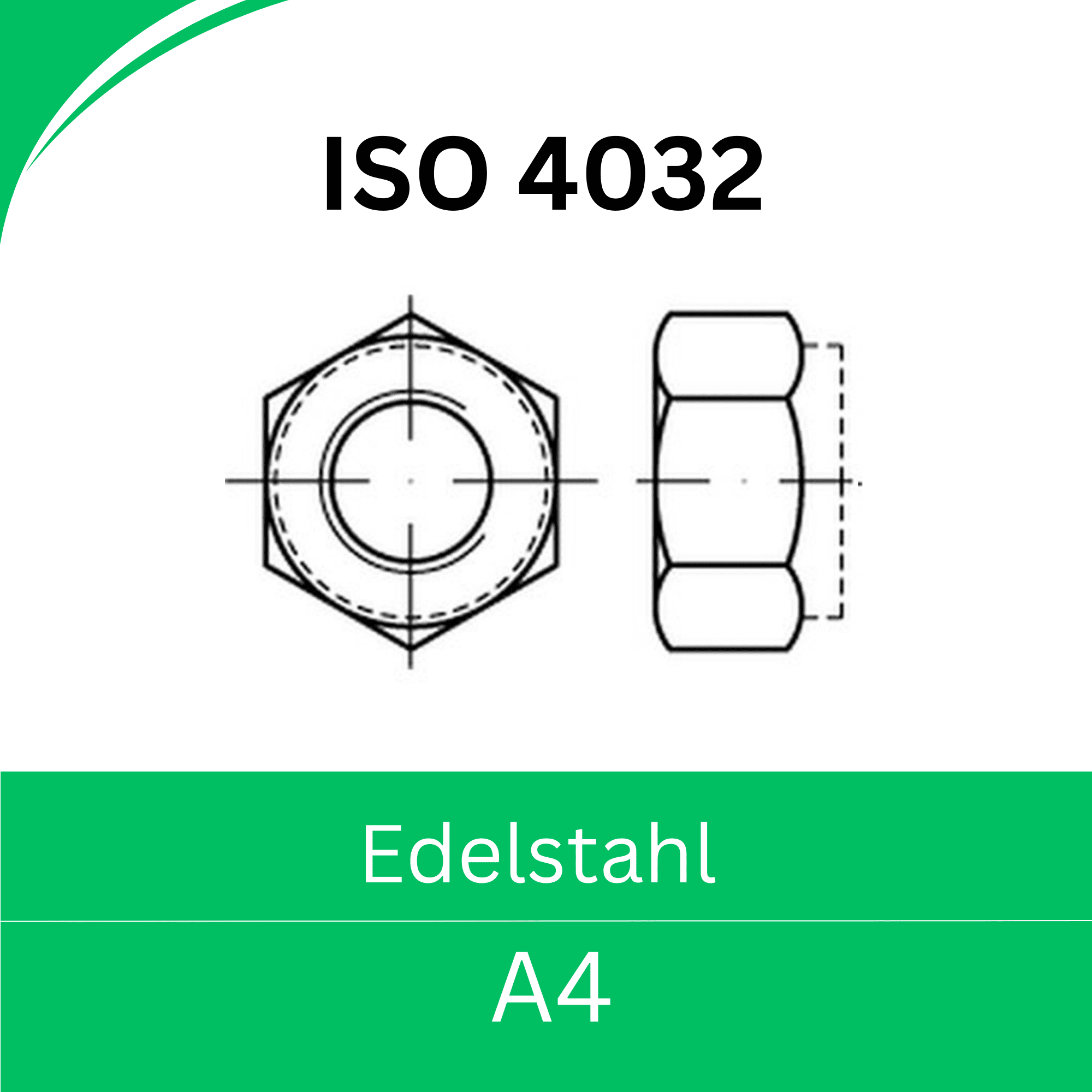 Bild für Kategorie ISO 4032 Muttern ➤ Linksgewinde (Edelstahl A4)