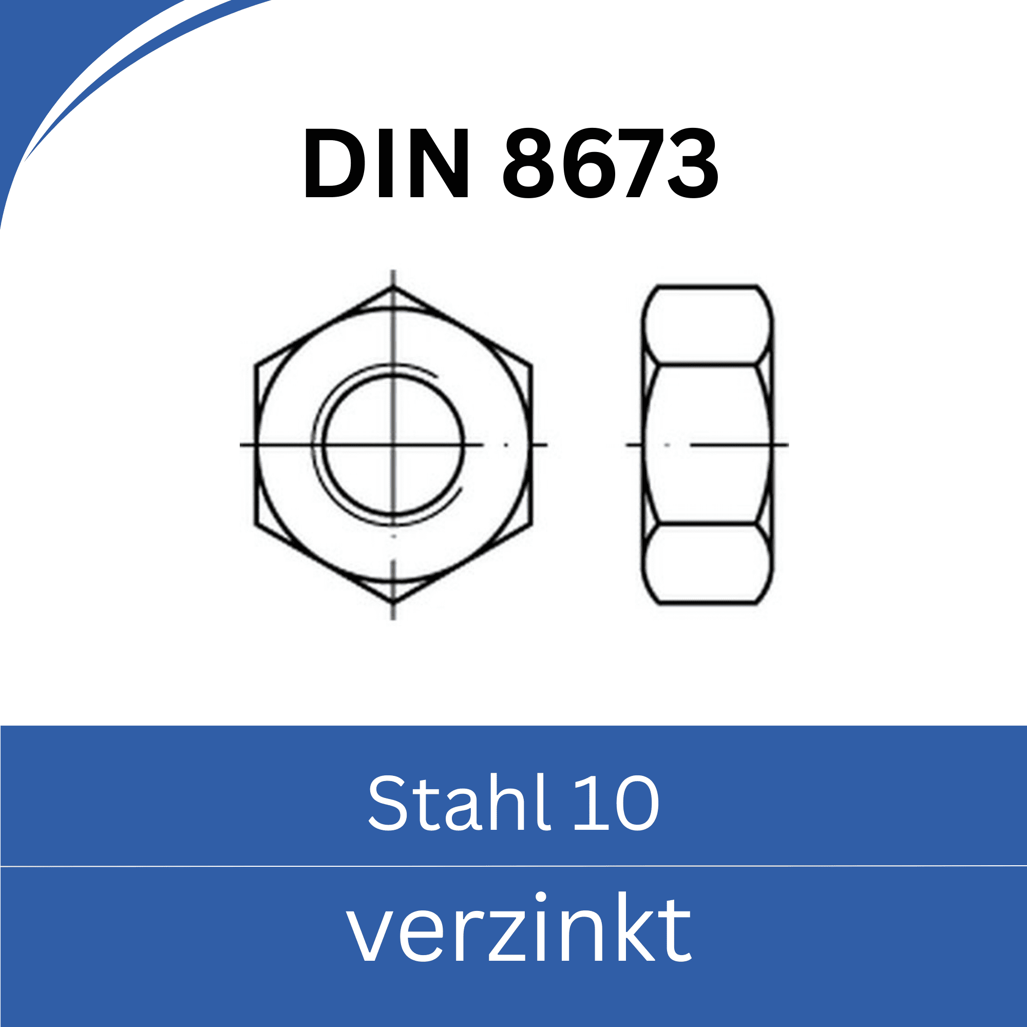 Bild für Kategorie ISO 8673 Muttern ➤ Feingewinde (Stahl 10. verzinkt)