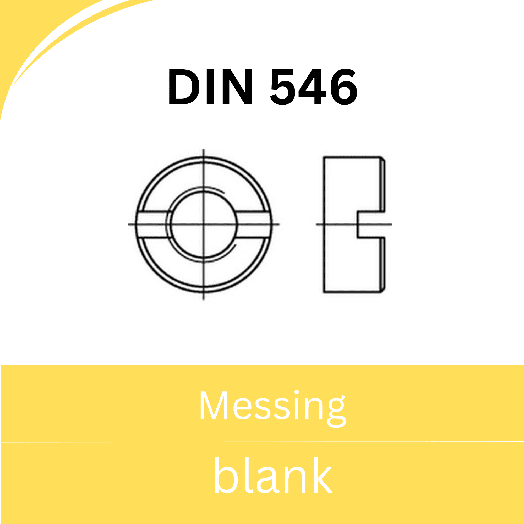 Bild für Kategorie ➤ Kategorie: DIN 546 ➤ Rundmuttern - Schlitzmuttern (Messing) blank
