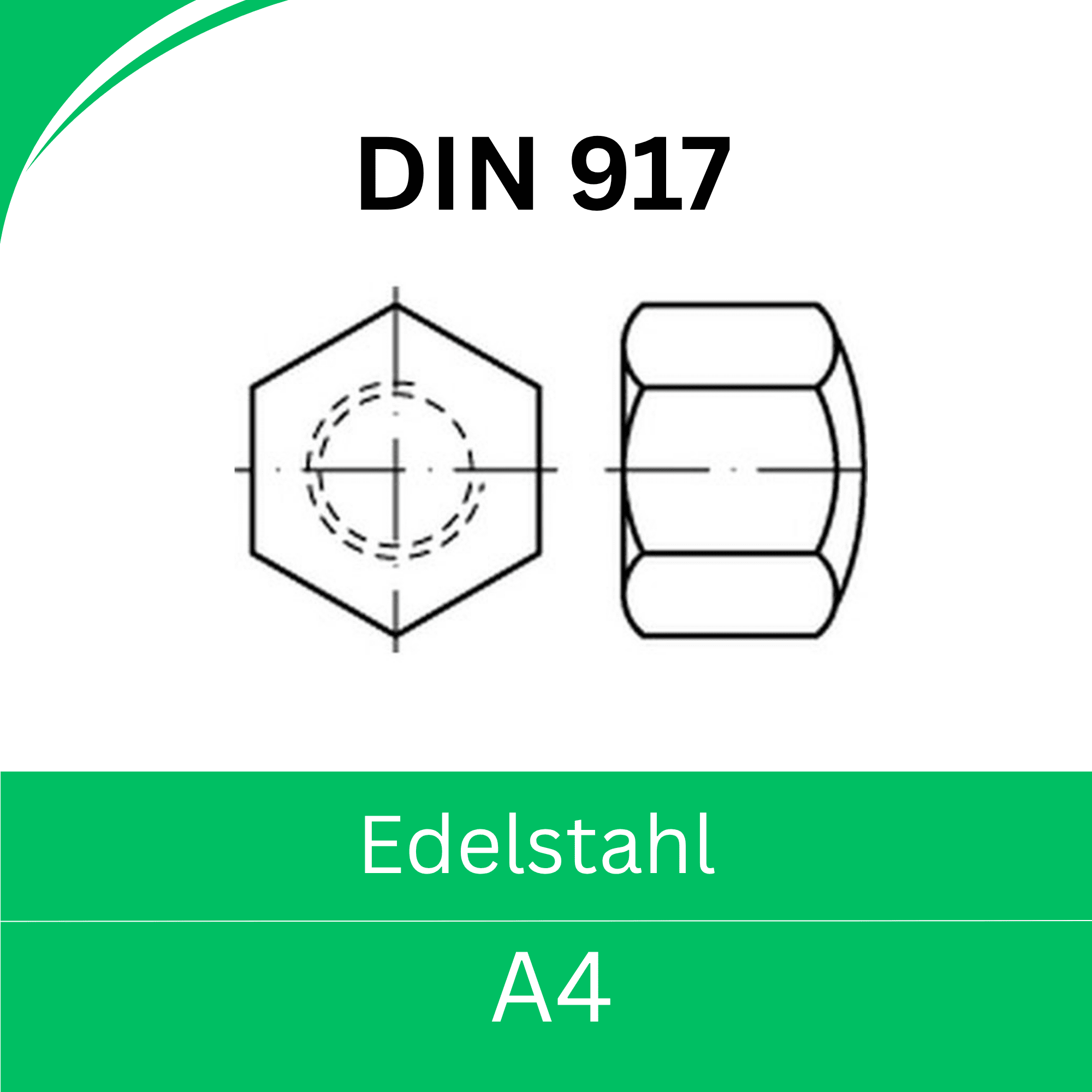 Bild von DIN 917 ➤ Hutmuttern niedrige Form (Edelstahl A4)