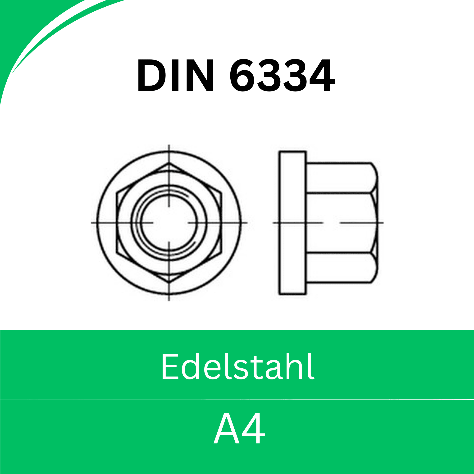 Bild von DIN 6334 ➤ Sechskant - Muttern - Höhe 3d (Edelstahl A4)